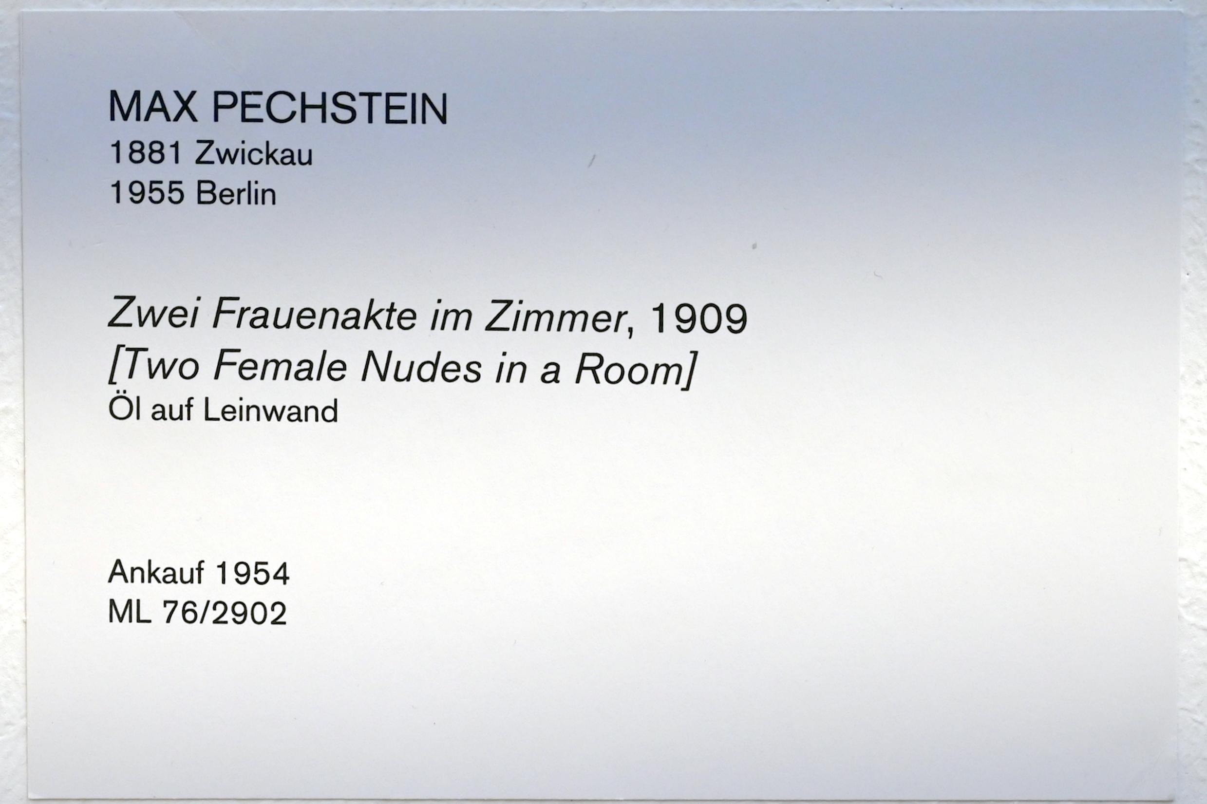 Max Pechstein (1895–1953), Zwei Frauenakte im Zimmer, Köln, Museum Ludwig, 02.05, 1909, Bild 2/2