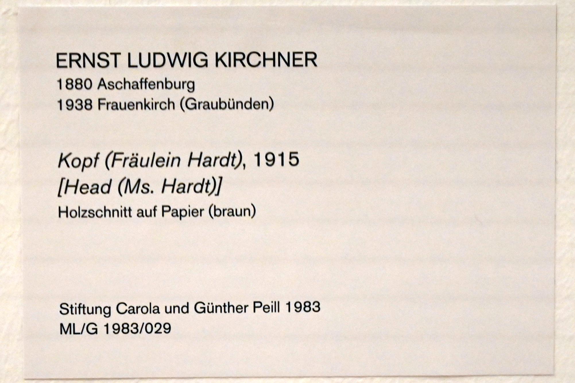 Ernst Ludwig Kirchner (1904–1933), Kopf (Fräulein Hardt), Köln, Museum Ludwig, 02.06, 1915, Bild 2/2