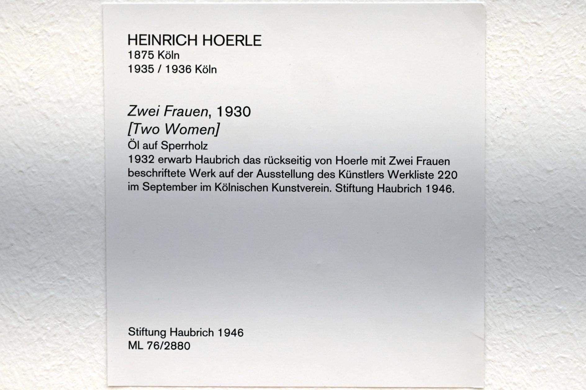 Heinrich Hoerle (1929–1930), Zwei Frauen, Köln, Museum Ludwig, 02.12, 1930, Bild 2/2