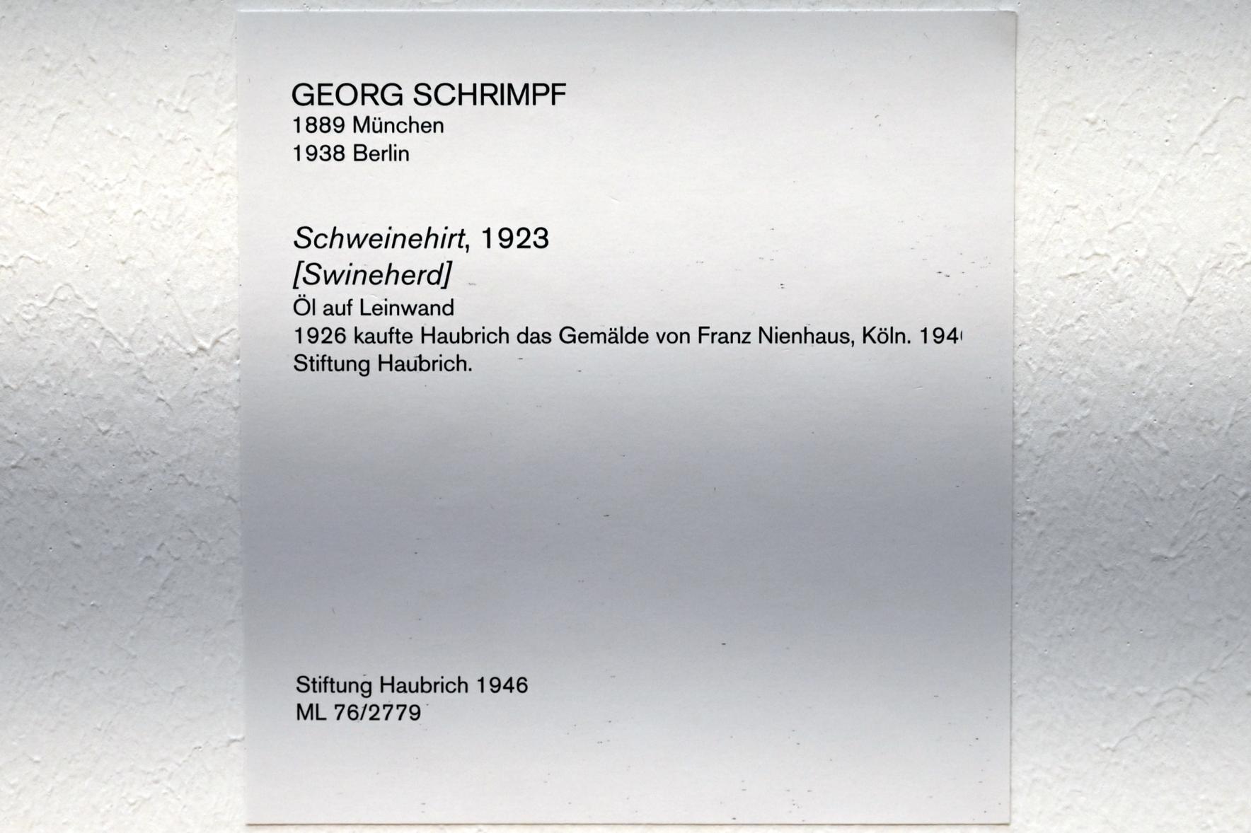 Georg Schrimpf (1918–1933), Schweinehirt, Köln, Museum Ludwig, 02.12, 1923, Bild 2/2