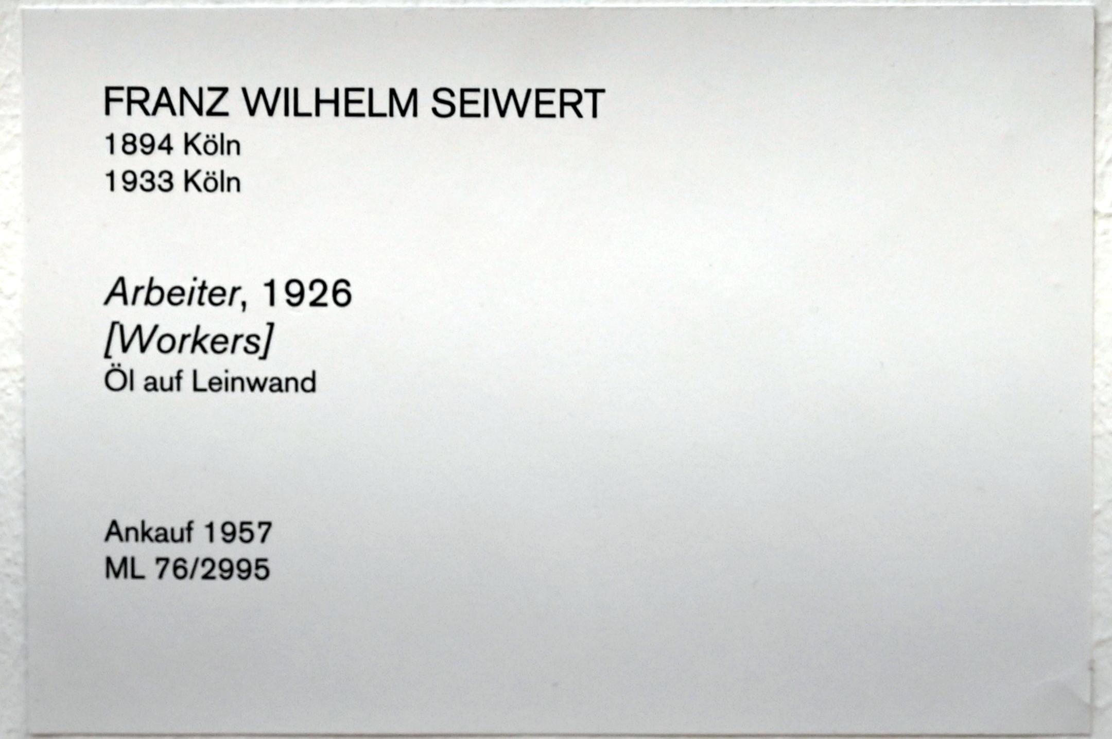 Franz Wilhelm Seiwert (1920–1926), Arbeiter, Köln, Museum Ludwig, 02.12, 1926, Bild 2/2