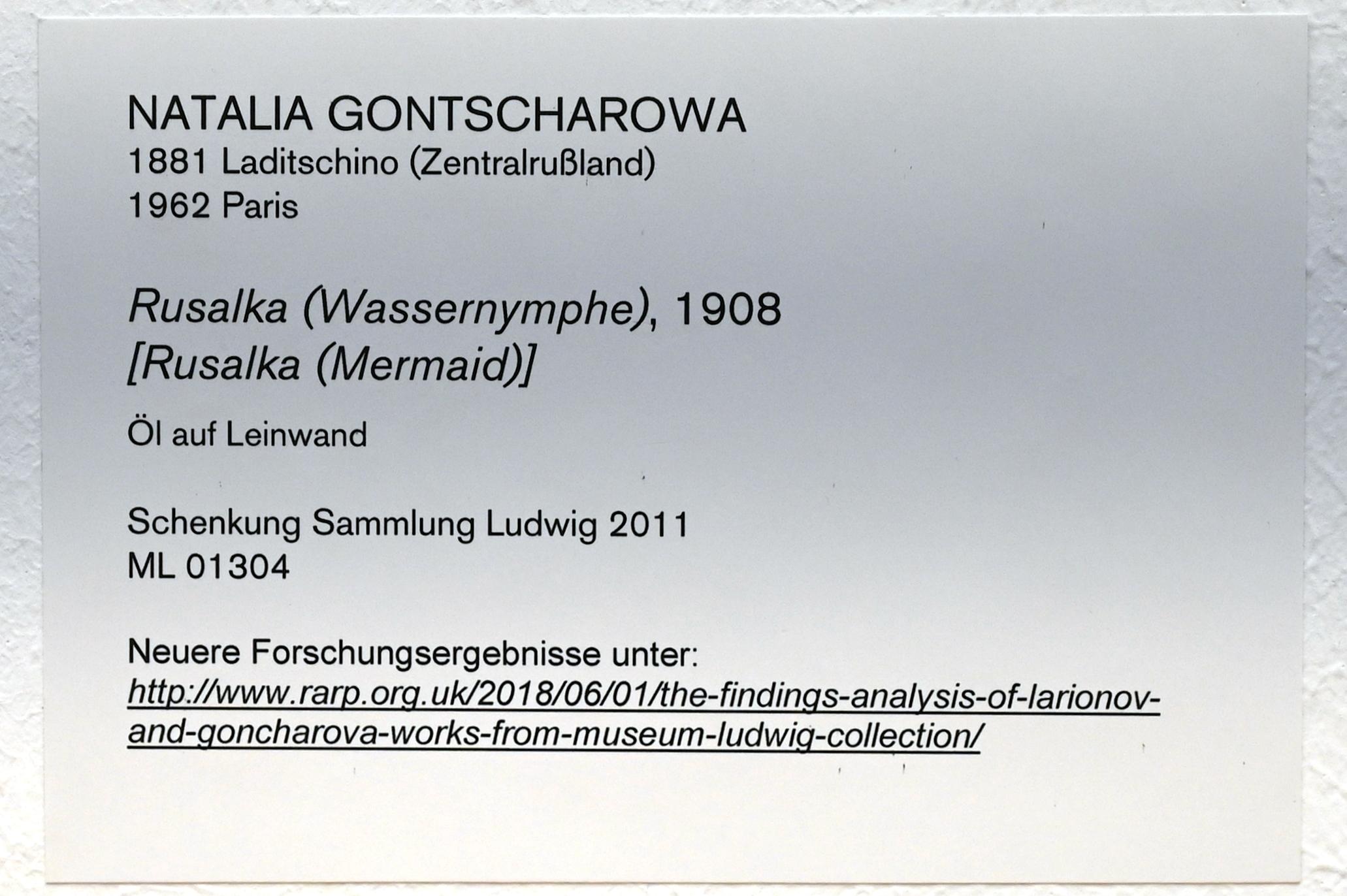 Natalija Sergejewna Gontscharowa (1908–1954), Rusalka (Wassernymphe), Köln, Museum Ludwig, 02.14, 1908, Bild 2/2