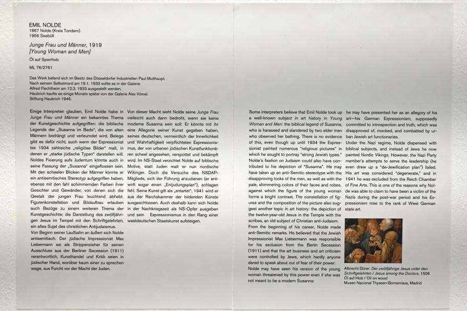 Emil Nolde (1903–1946), Junge Frau und Männer, Köln, Museum Ludwig, 02.16, 1919, Bild 2/2