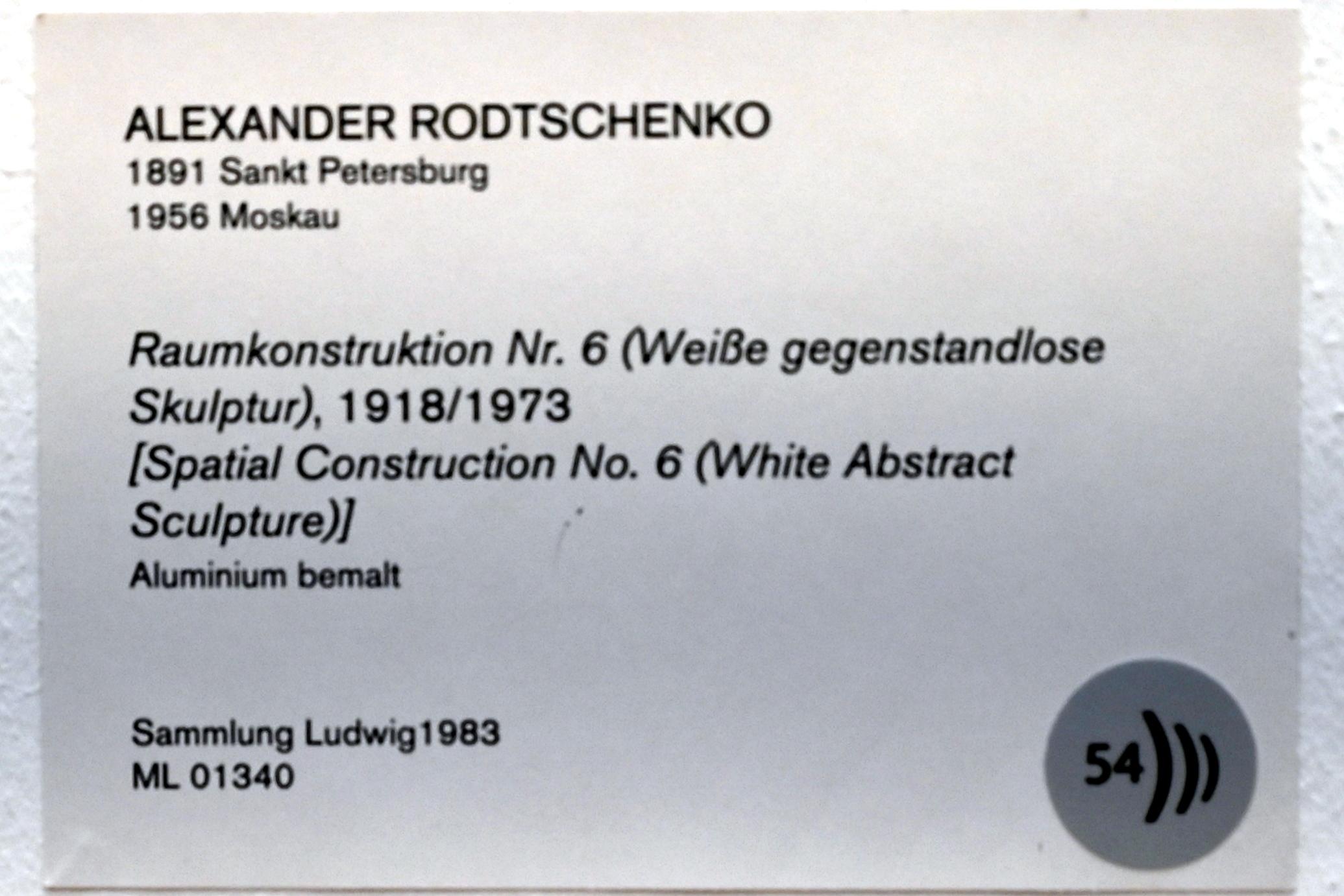 Alexander Michailowitsch Rodtschenko (1918–1930), Raumkonstruktion Nr. 6 (Weiße gegenstandlose Skulptur), Köln, Museum Ludwig, 02.21, 1918, Bild 4/4