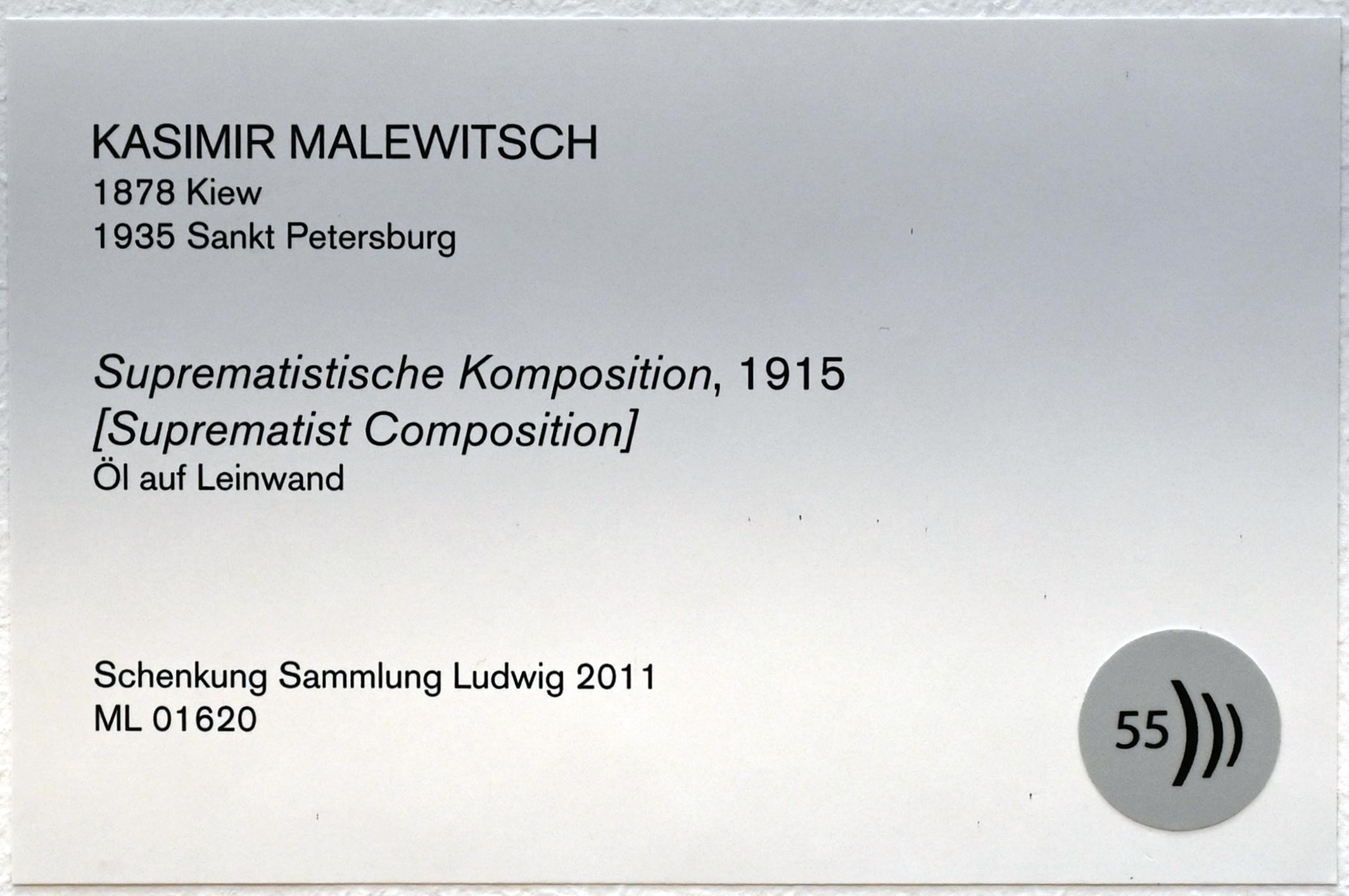 Kasimir Sewerinowitsch Malewitsch (1912–1930), Suprematistische Komposition, Köln, Museum Ludwig, 02.21, 1915, Bild 2/2