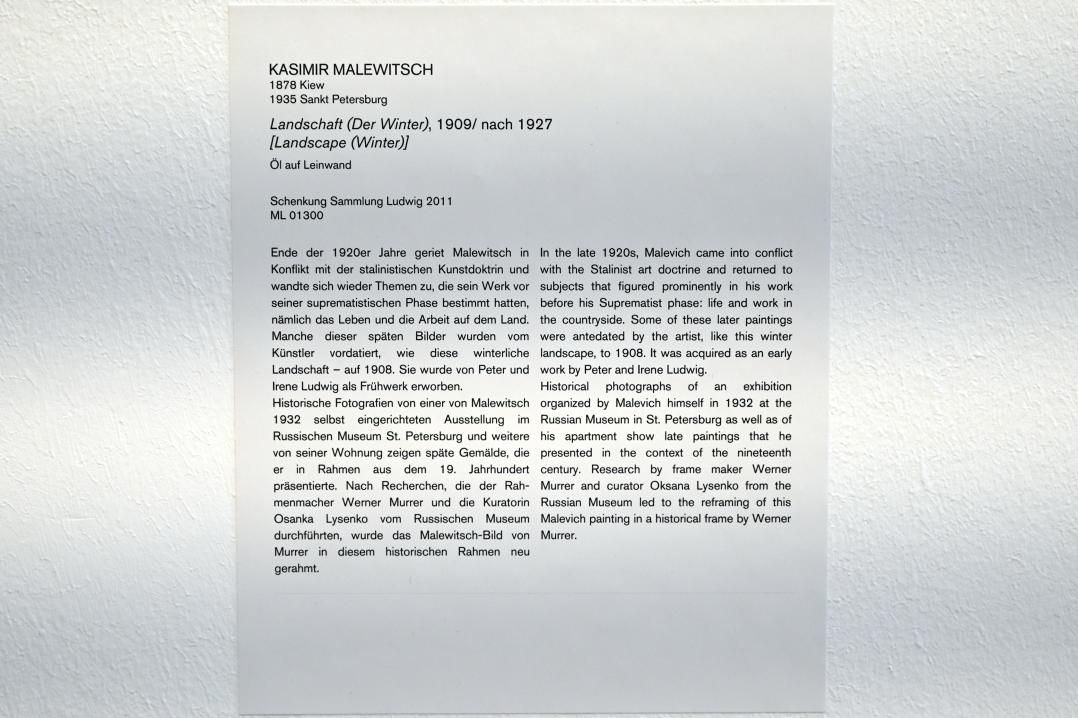 Kasimir Sewerinowitsch Malewitsch (1912–1930), Landschaft (Der Winter), Köln, Museum Ludwig, 02.21, nach 1927, Bild 2/2