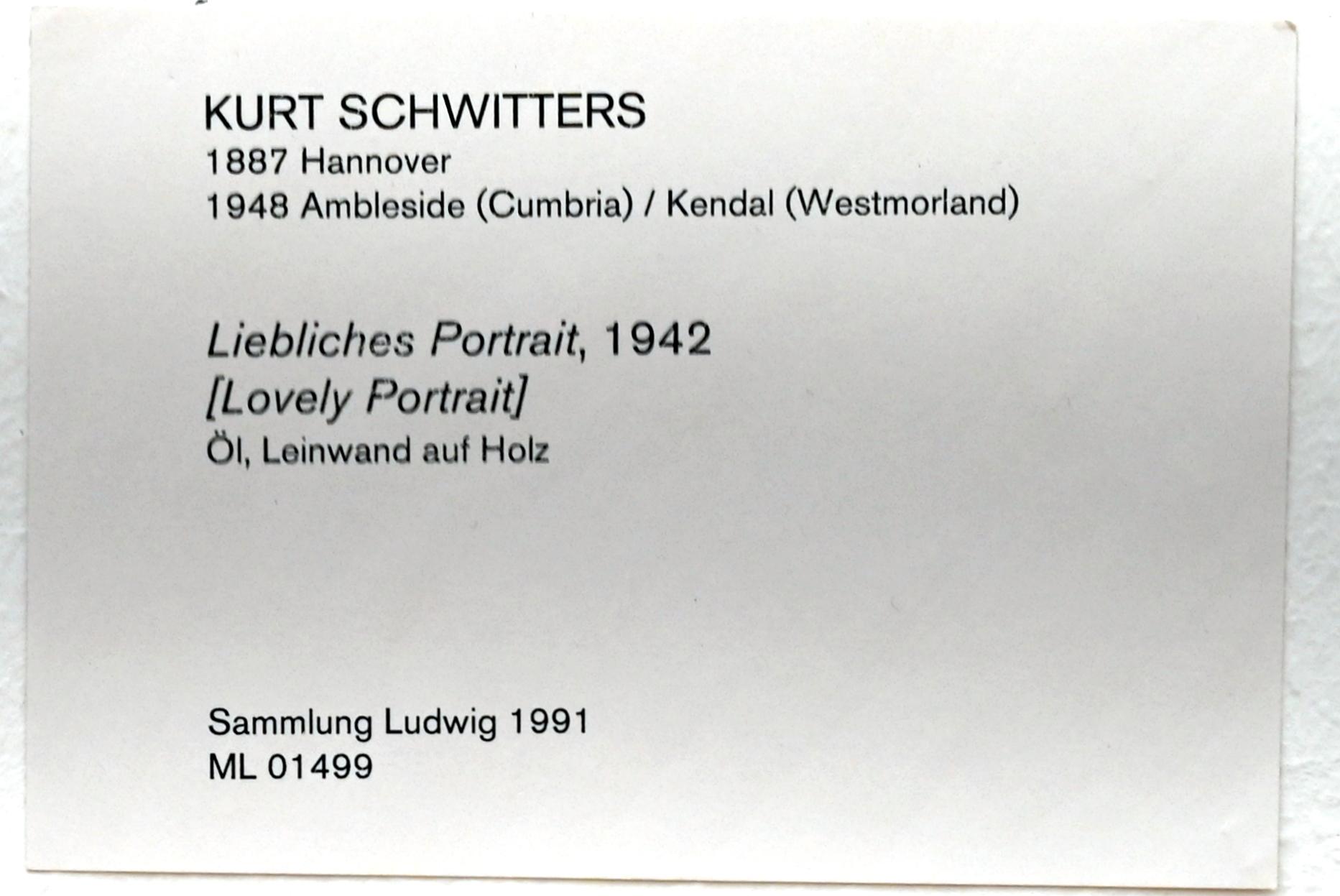 Kurt Schwitters (1919–1947), Liebliches Portrait, Köln, Museum Ludwig, 02.22, 1942, Bild 2/2