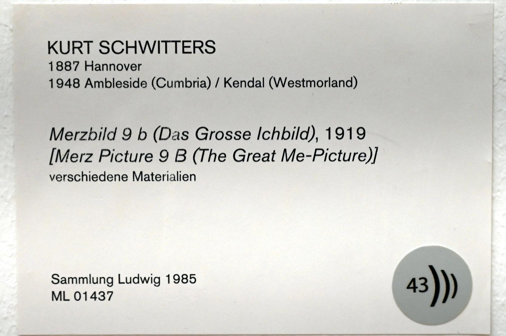 Kurt Schwitters (1919–1947), Merzbild 9 b (Das Grosse Ichbild), Köln, Museum Ludwig, 02.22, 1919, Bild 2/2