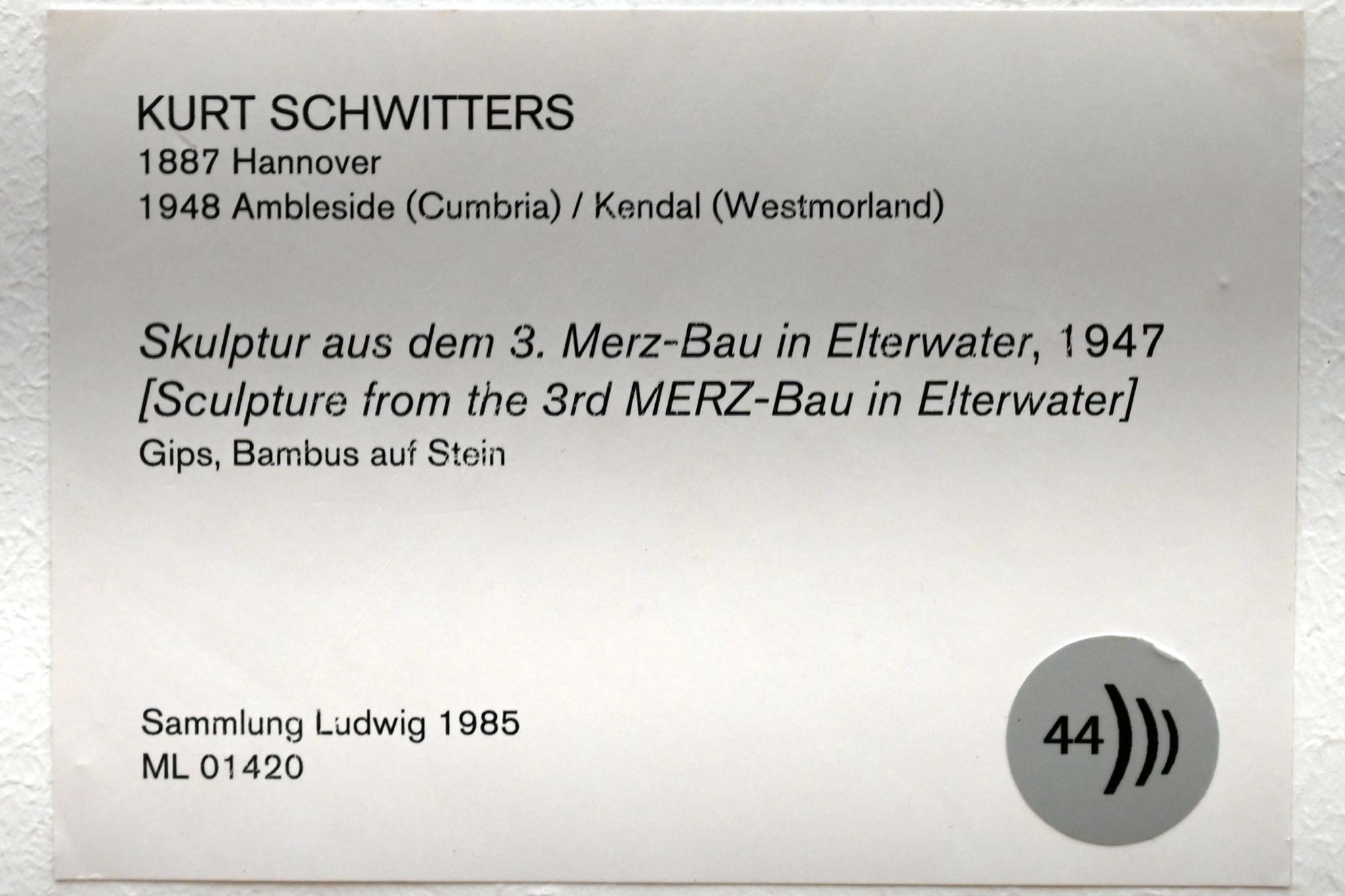 Kurt Schwitters (1919–1947), Skulptur aus dem 3. Merz-Bau in Elterwater, Köln, Museum Ludwig, 02.22, 1947, Bild 4/4