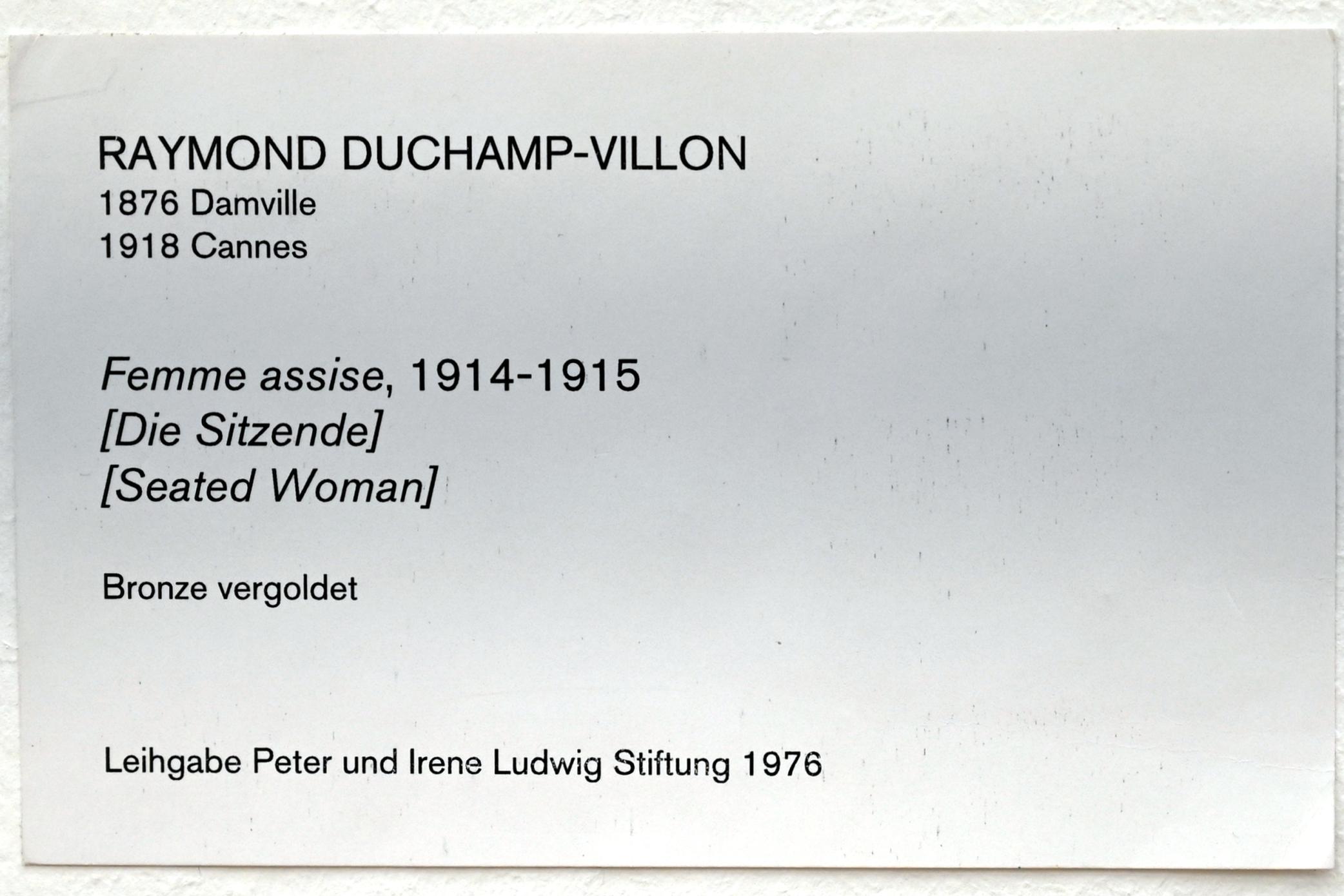 Raymond Duchamp-Villon (1914–1917), Die Sitzende, Köln, Museum Ludwig, 02.26, 1914–1915, Bild 4/4