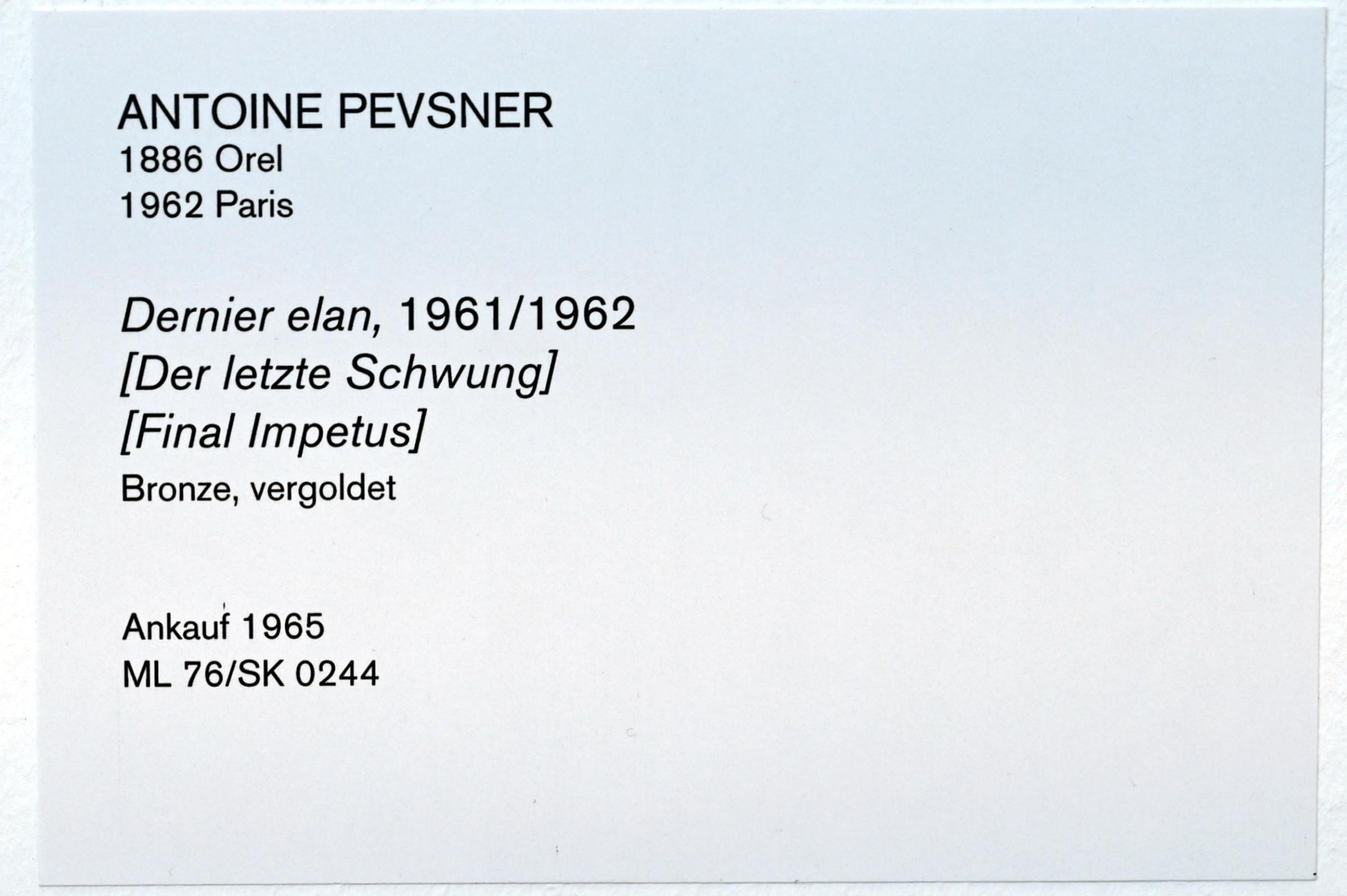 Anton Abramowitsch Pewsner (Antoine Pevsner) (1952–1961), Der letzte Schwung, Köln, Museum Ludwig, 02.20, 1961–1962, Bild 4/4