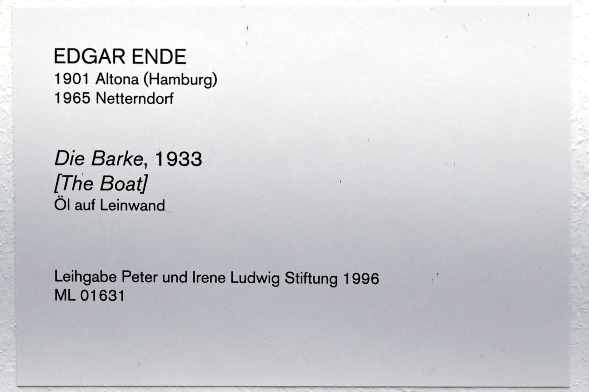 Edgar Ende (1932–1933), Die Barke, Köln, Museum Ludwig, 02.27, 1933, Bild 2/2