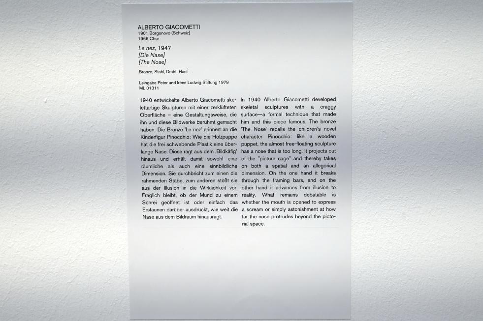 Alberto Giacometti (1914–1965), Die Nase, Köln, Museum Ludwig, 02.27, 1947, Bild 5/5