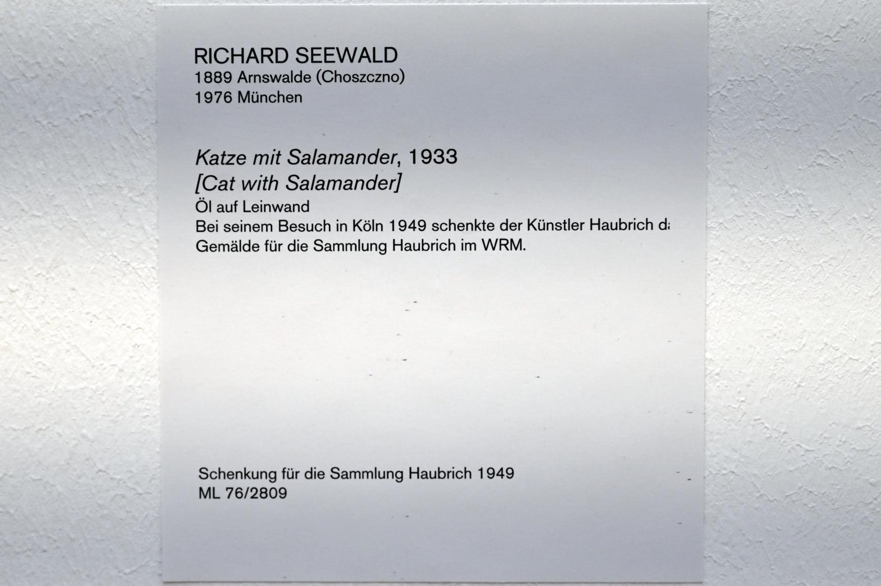 Richard Seewald (1933), Katze mit Salamander, Köln, Museum Ludwig, 02.27, 1933, Bild 2/2