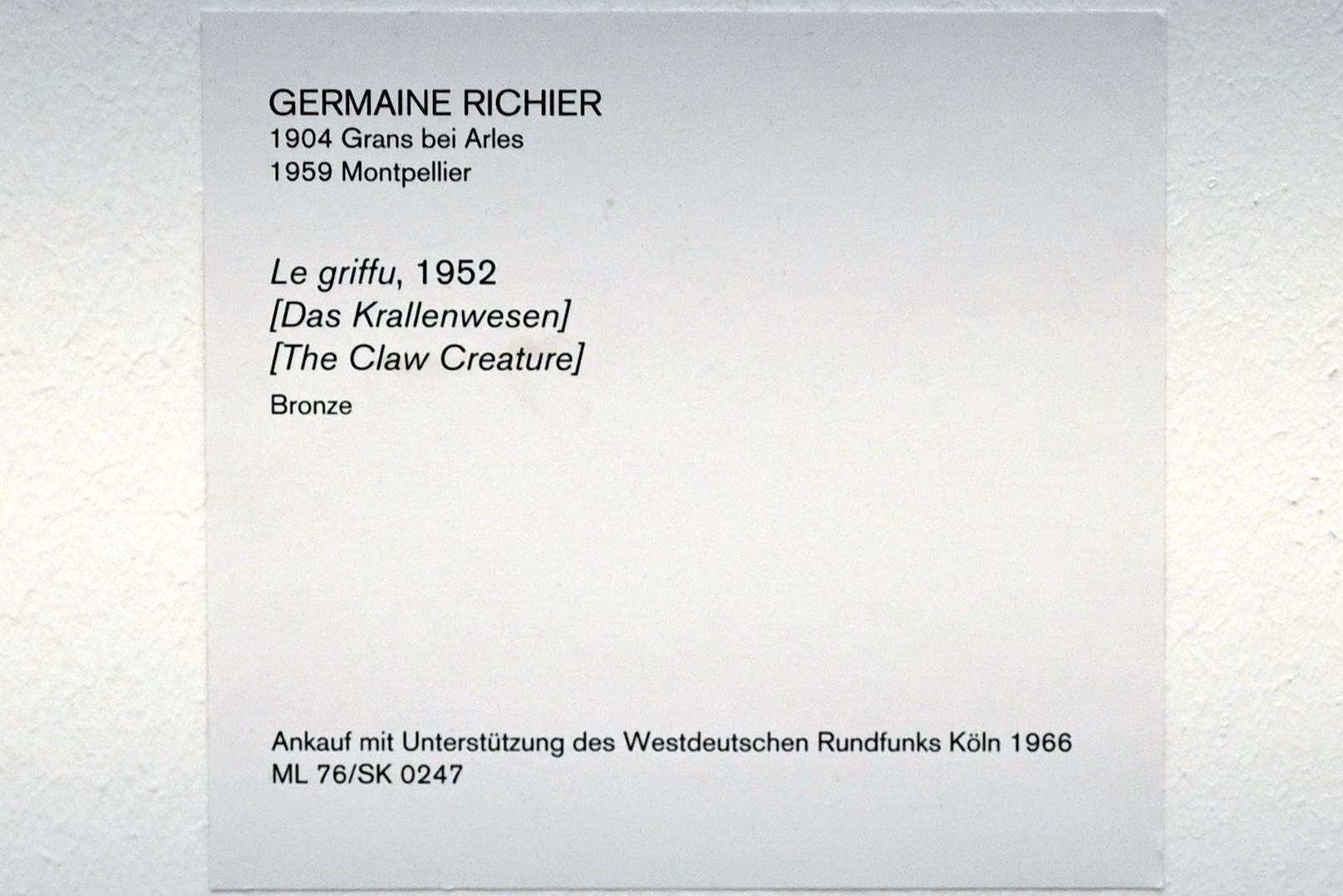 Germaine Richier (1930–1959), Das Krallenwesen, Köln, Museum Ludwig, 02.27, 1952, Bild 4/4