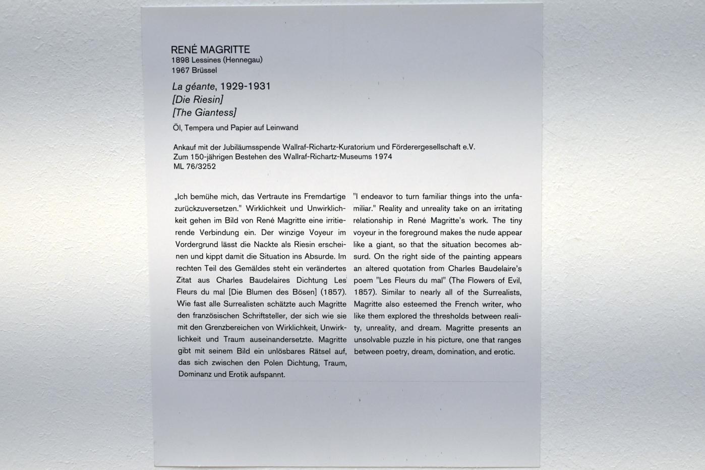 René Magritte (1926–1967), Die Riesin, Köln, Museum Ludwig, 02.27, 1929–1931, Bild 2/2