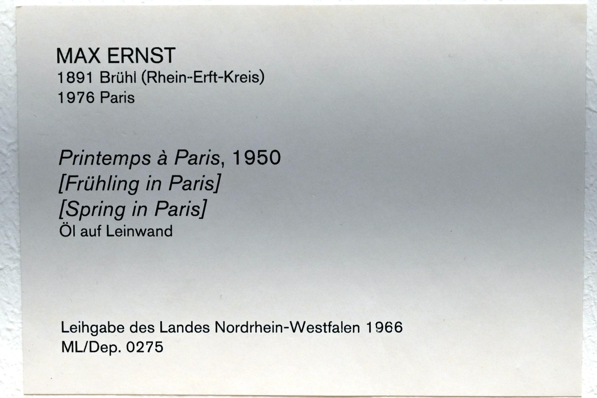 Max Ernst (1912–1970), Frühling in Paris, Köln, Museum Ludwig, 02.28, 1950, Bild 2/2