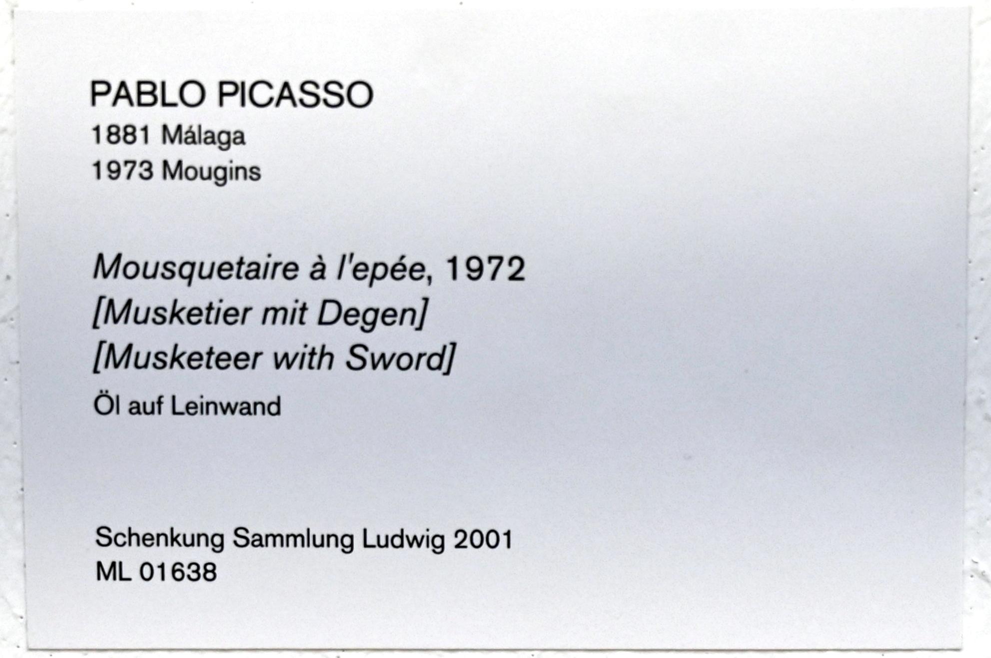 Pablo Picasso (1897–1972), Musketier mit Degen, Köln, Museum Ludwig, 02.36, 1972, Bild 2/2