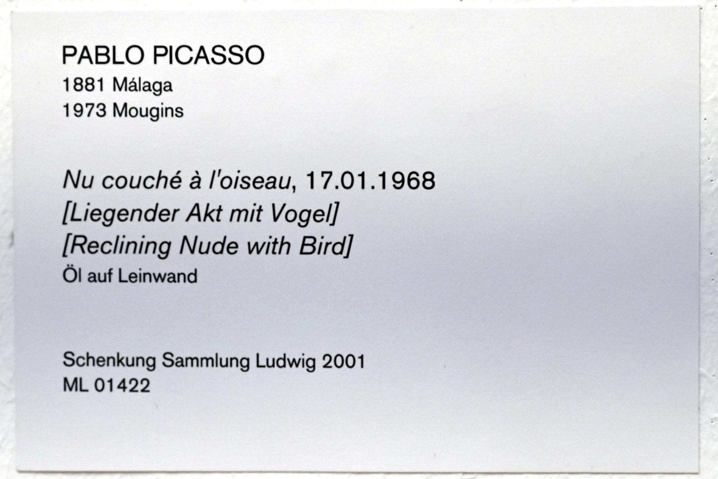 Pablo Picasso (1897–1972), Liegender Akt mit Vogel, Köln, Museum Ludwig, 02.36, 1968, Bild 2/2
