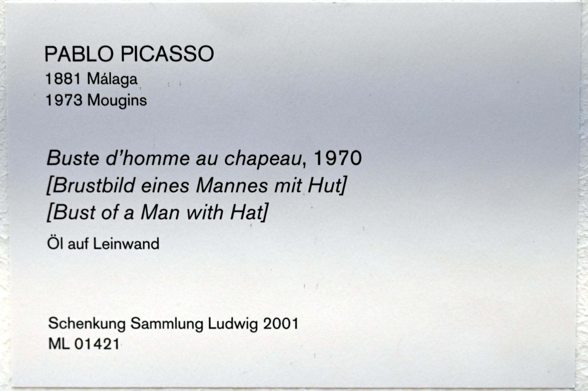 Pablo Picasso (1897–1972), Brustbild eines Mannes mit Hut, Köln, Museum Ludwig, 02.37, 1970, Bild 2/2