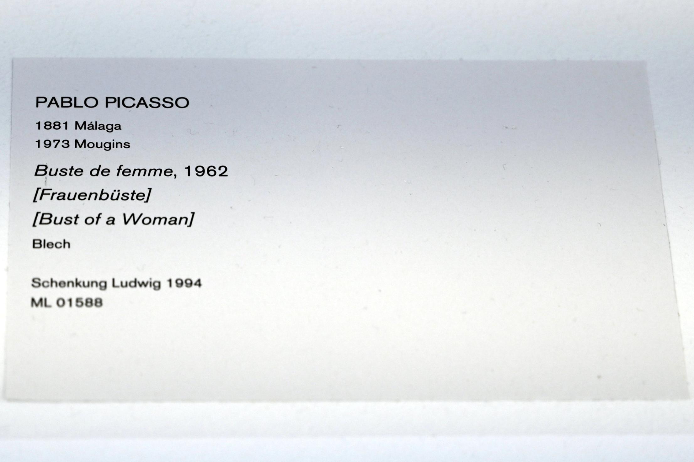 Pablo Picasso (1897–1972), Frauenbüste, Köln, Museum Ludwig, 02.37, 1962, Bild 2/2