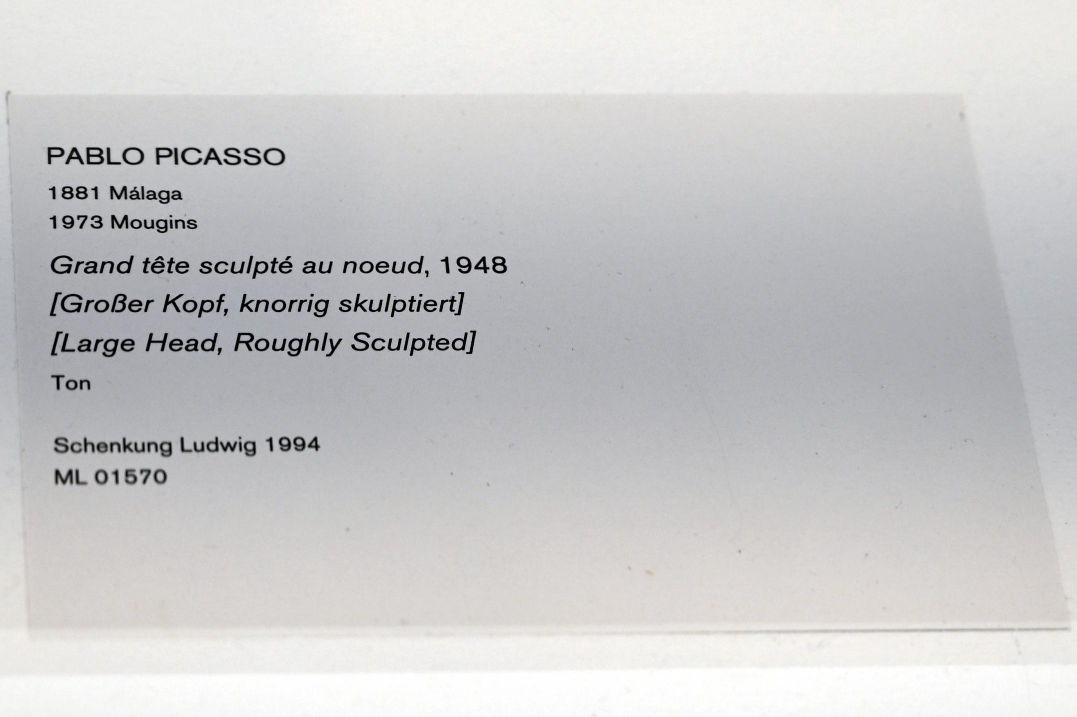 Pablo Picasso (1897–1972), Großer Kopf, knorrig skulptiert, Köln, Museum Ludwig, 02.37, 1948, Bild 2/2