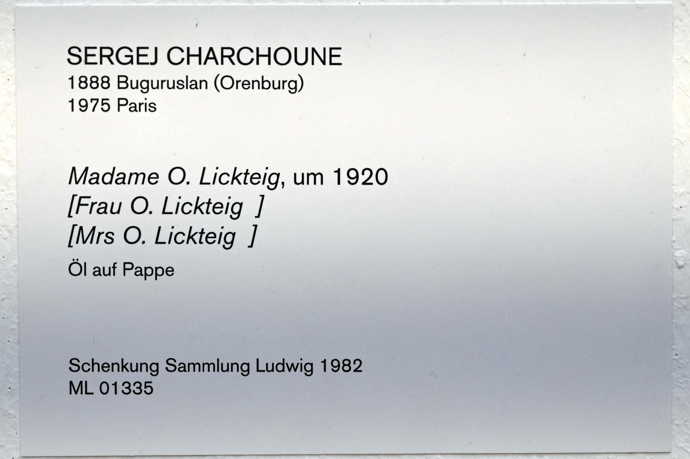 Serge Charchoune (1920), Frau O. Lickteig, Köln, Museum Ludwig, 02.31, um 1920, Bild 2/2