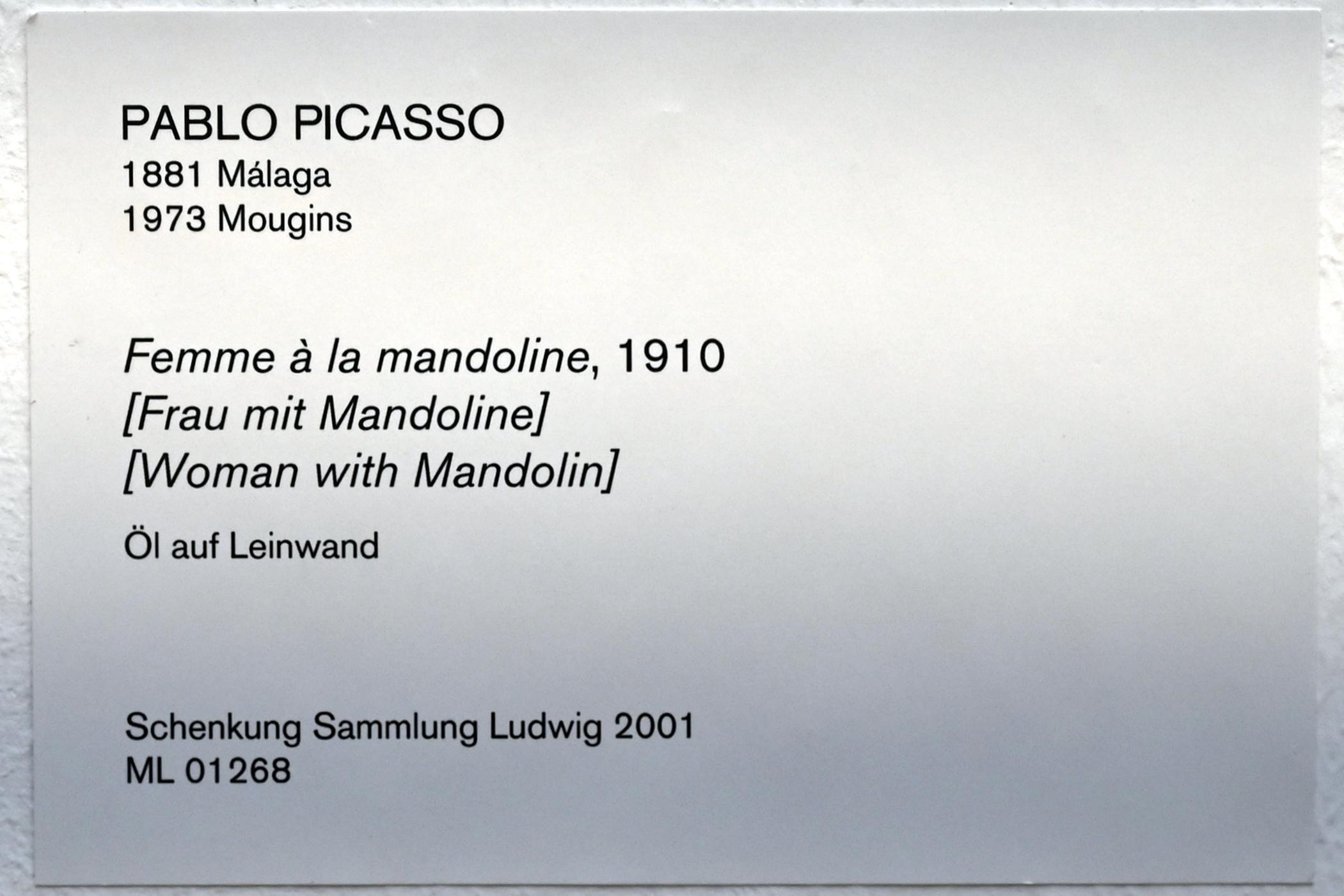 Pablo Picasso (1897–1972), Frau mit Mandoline, Köln, Museum Ludwig, 02.31, 1910, Bild 2/2