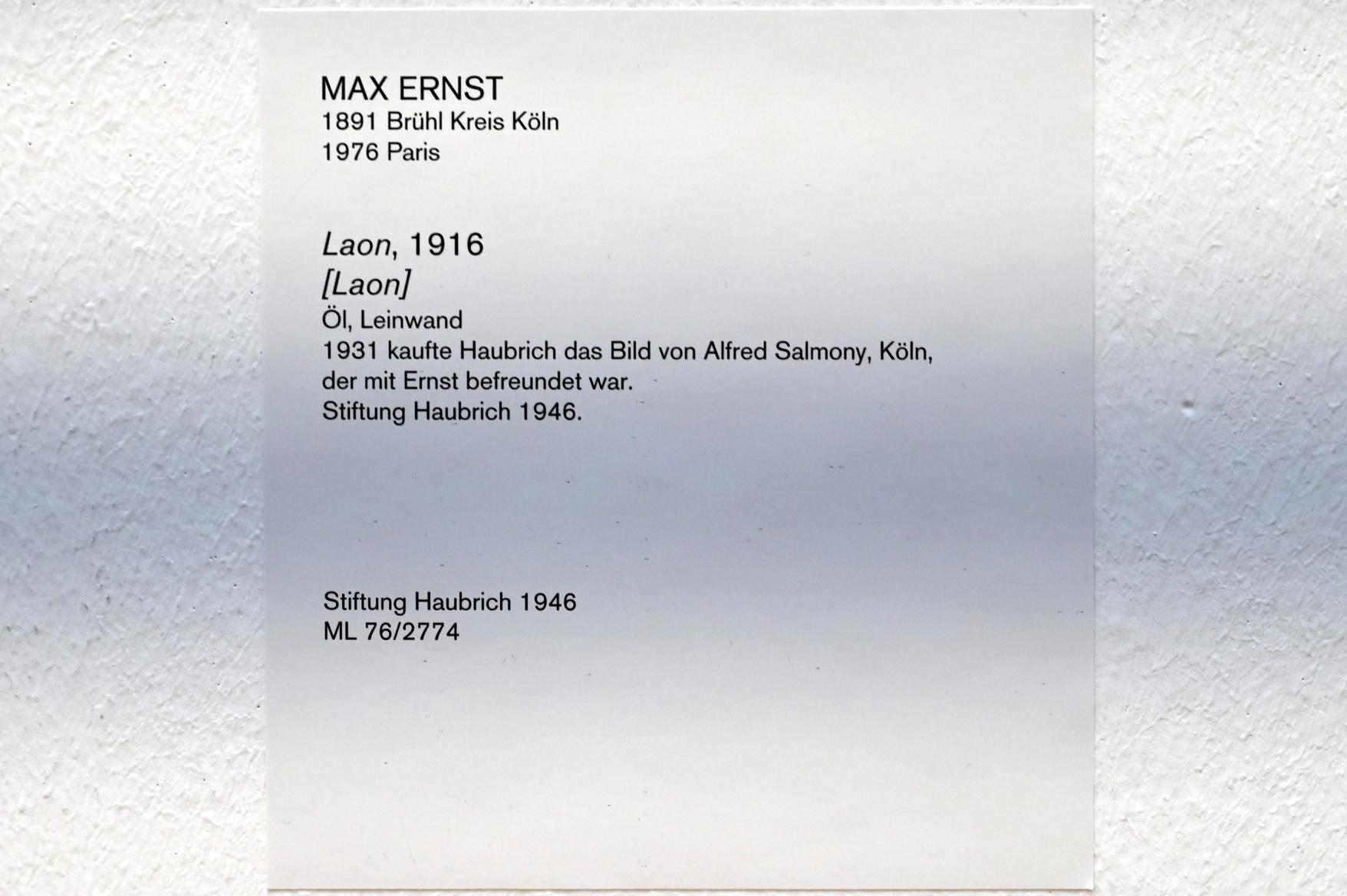 Max Ernst (1912–1970), Laon, Köln, Museum Ludwig, 02.31, 1916, Bild 2/2