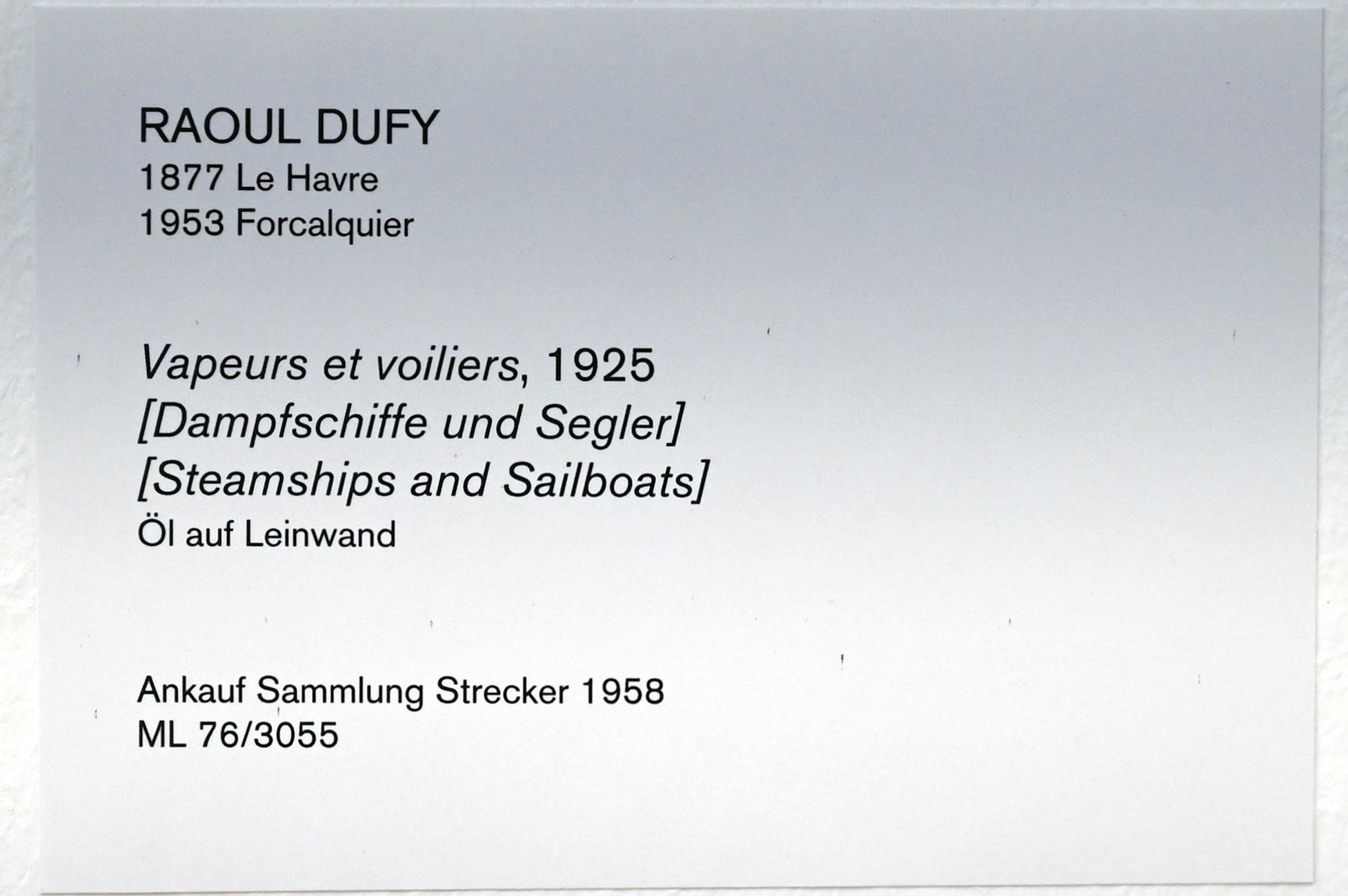 Raoul Dufy (1903–1937), Dampfschiffe und Segler, Köln, Museum Ludwig, 02.30, 1925, Bild 2/2