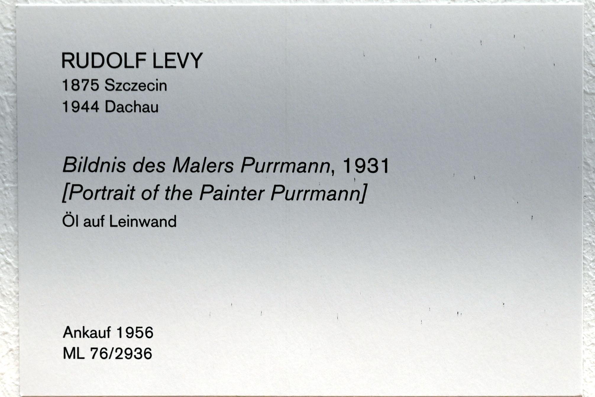 Rudolf Levy (1909–1931), Bildnis des Malers Purrmann, Köln, Museum Ludwig, 02.30, 1931, Bild 2/2