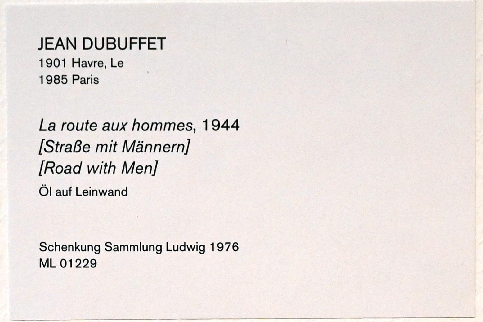 Jean Dubuffet (1943–1965), Straße mit Männern, Köln, Museum Ludwig, 01.63, 1944, Bild 2/2