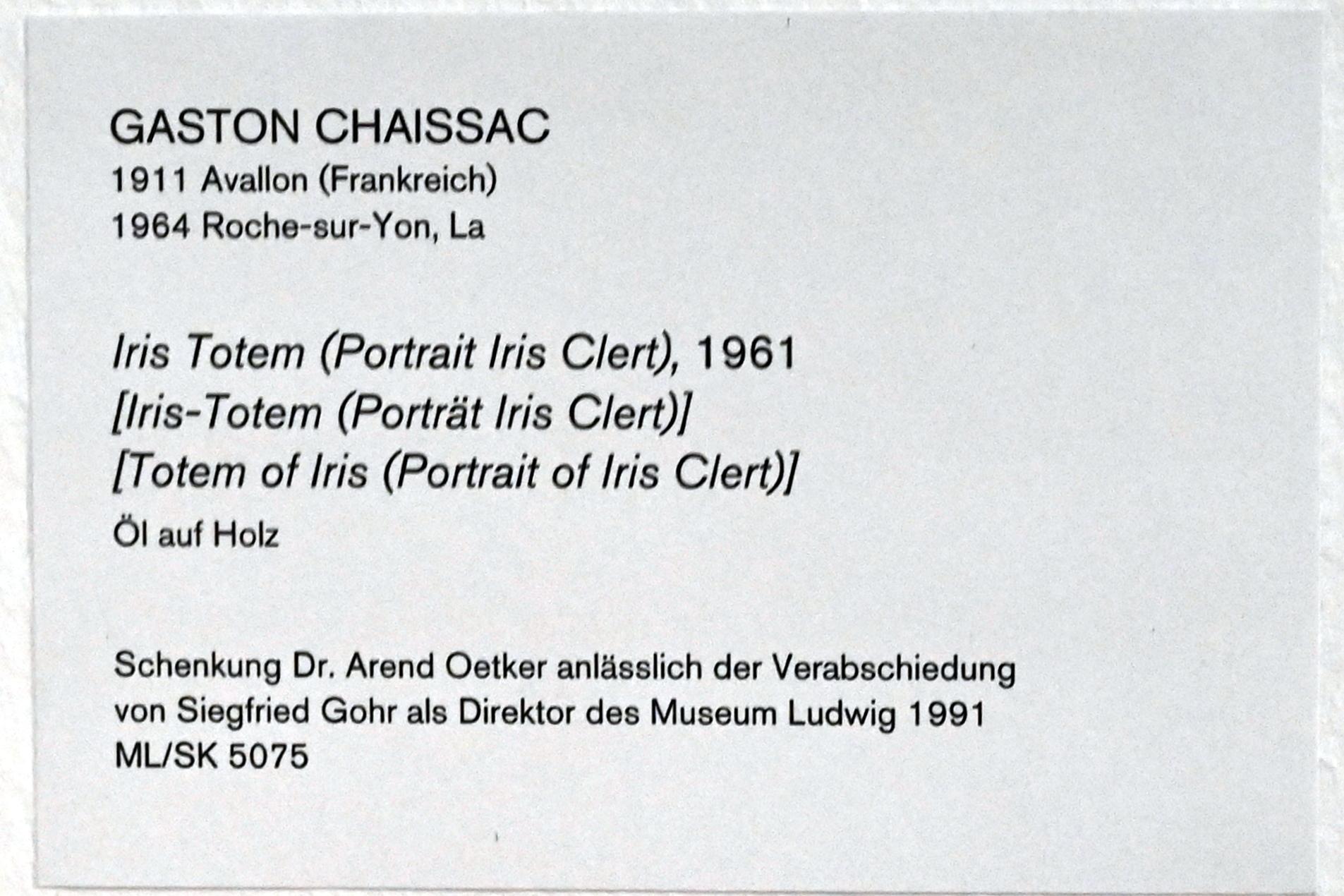 Gaston Chaissac (1961–1962), Iris-Totem (Porträt Iris Clert), Köln, Museum Ludwig, 01.63, 1961, Bild 4/4