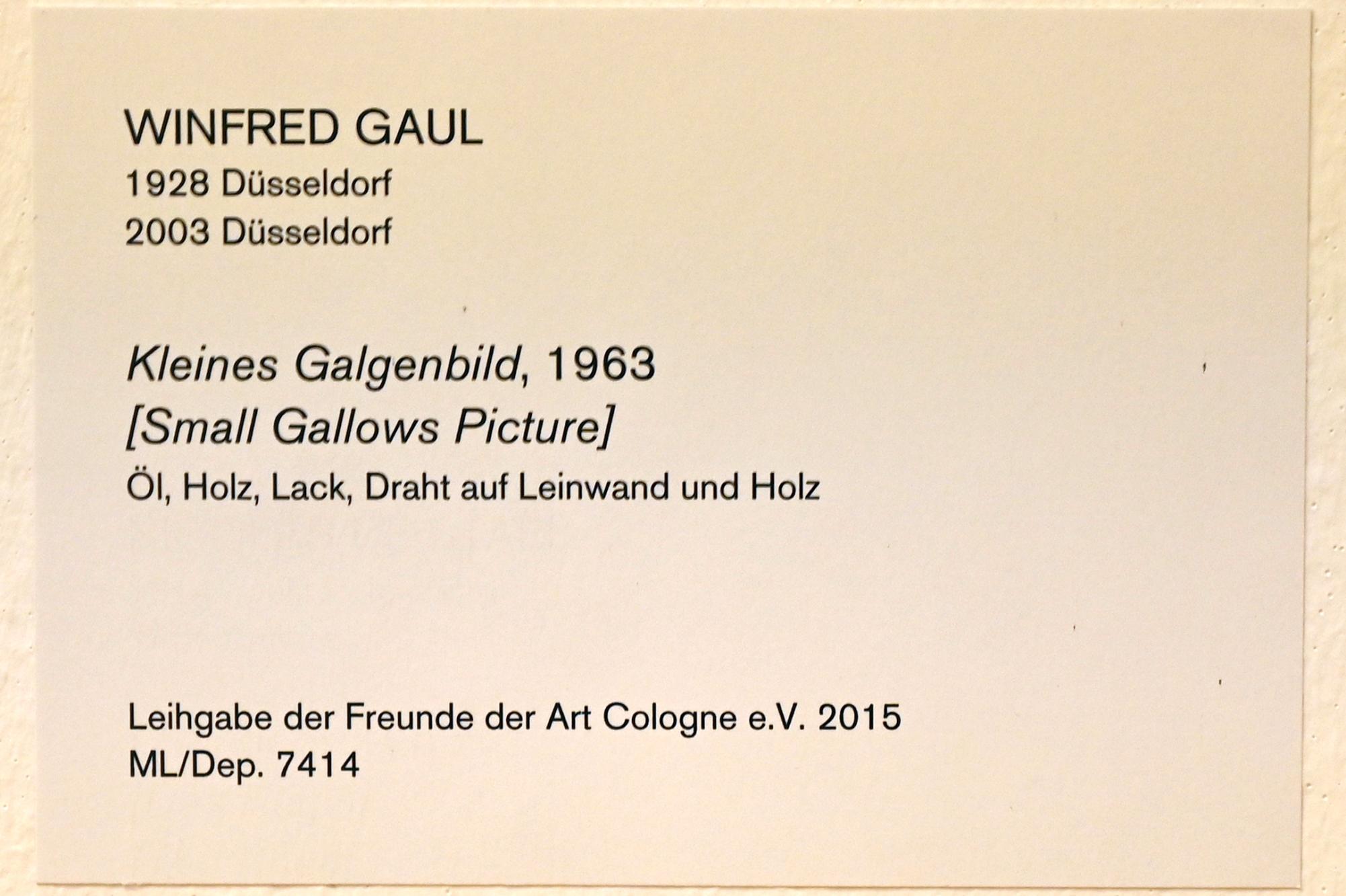 Winfred Gaul (1963), Kleines Galgenbild, Köln, Museum Ludwig, 01.58, 1963, Bild 3/3