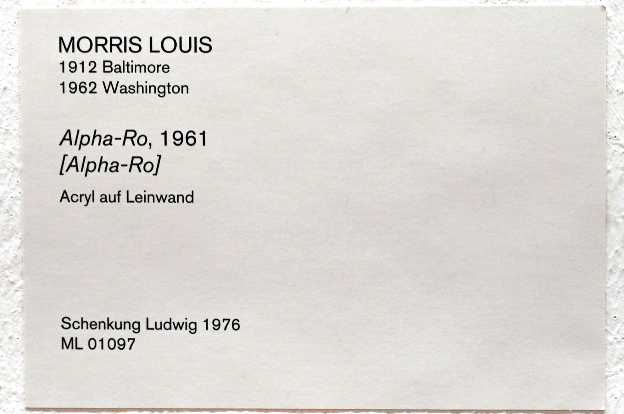 Morris Louis (1958–1961), Alpha-Ro, Köln, Museum Ludwig, 01.47, 1961, Bild 2/2