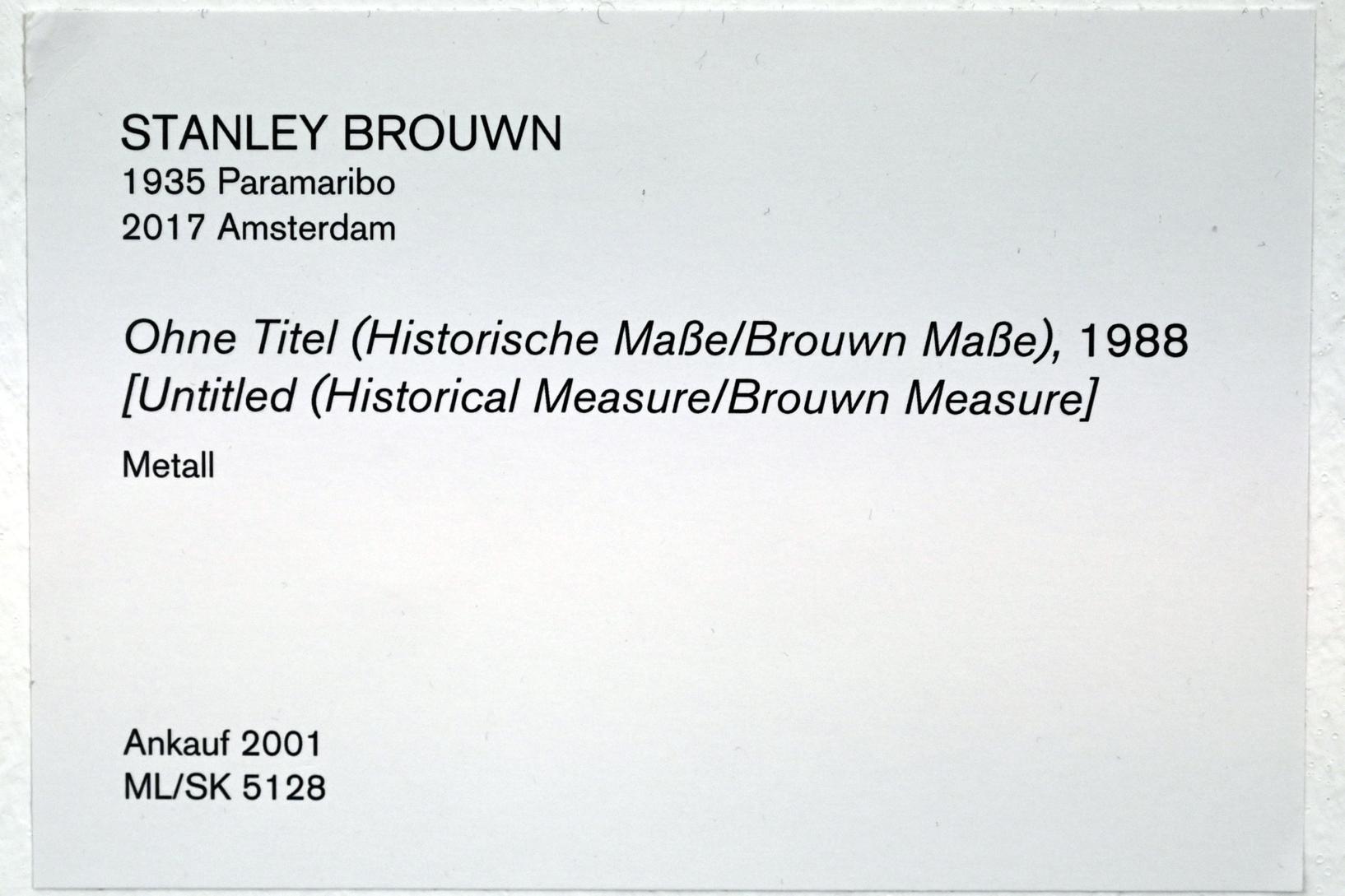 Stanley Brouwn (1988), Ohne Titel (Historische Maße/Brouwn Maße), Köln, Museum Ludwig, 01.44, 1988, Bild 5/5