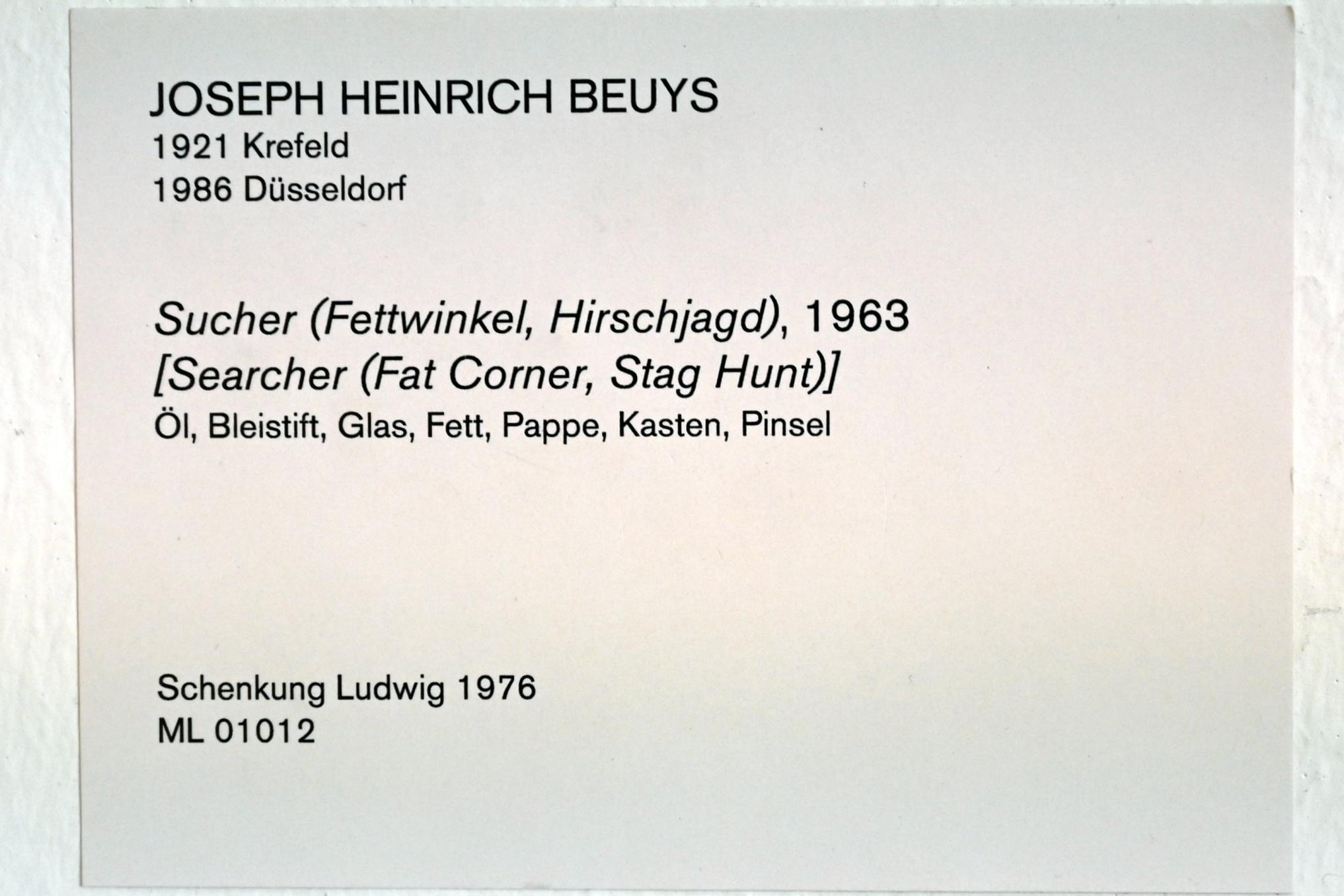 Joseph Beuys (1948–1985), Sucher (Fettwinkel, Hirschjagd), Köln, Museum Ludwig, 01.43, 1963, Bild 2/2