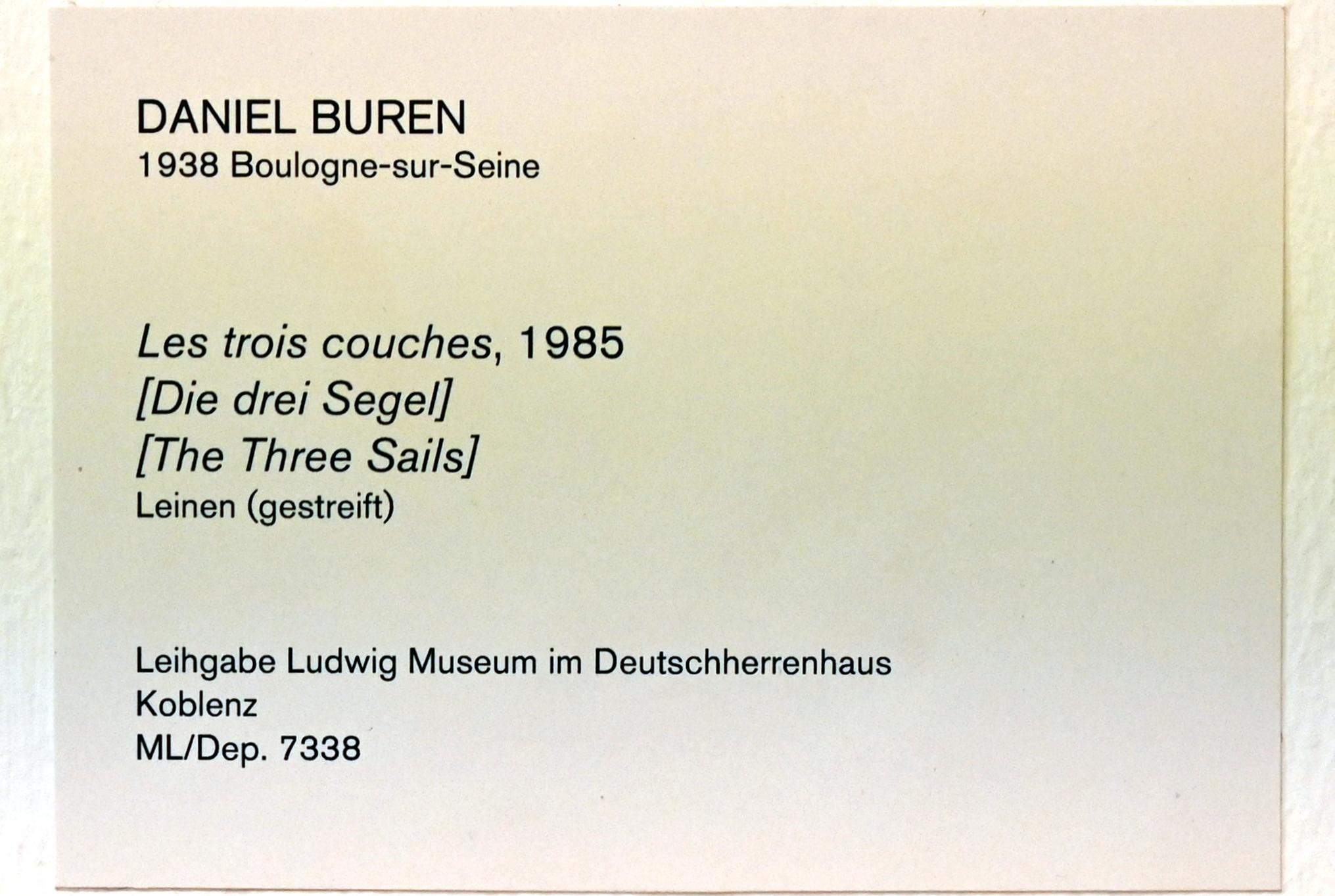 Daniel Buren (1985–2015), Die drei Segel, Köln, Museum Ludwig, 01.40, 1985, Bild 2/2