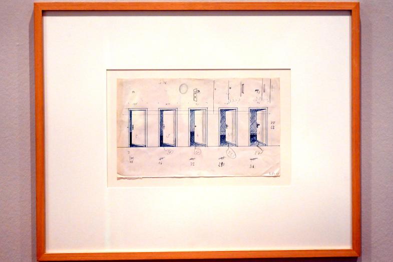 Gerhard Richter: Kompositionsentwurf zu dem Gemälde "Fünf Türen" (ML 01117) mit konstruktiven Linien, 1967