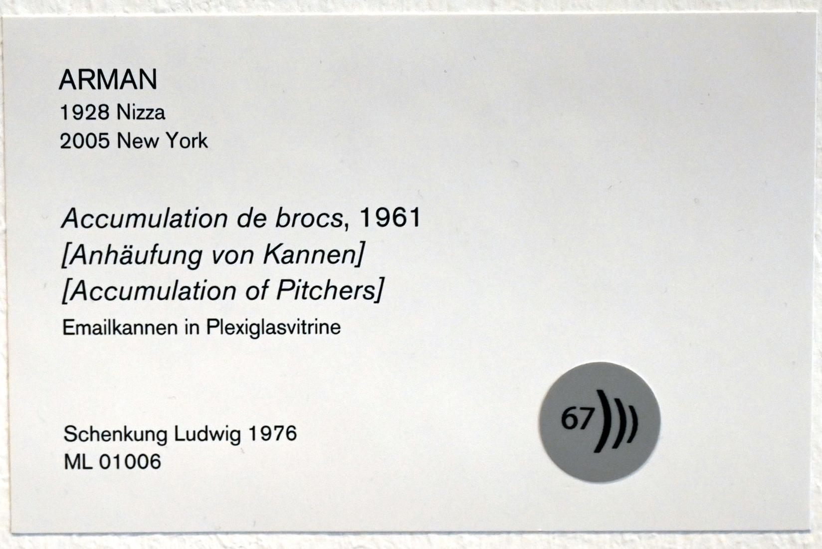 Arman (1960–1999), Anhäufung von Kannen, Köln, Museum Ludwig, 01.19, 1961, Bild 3/3