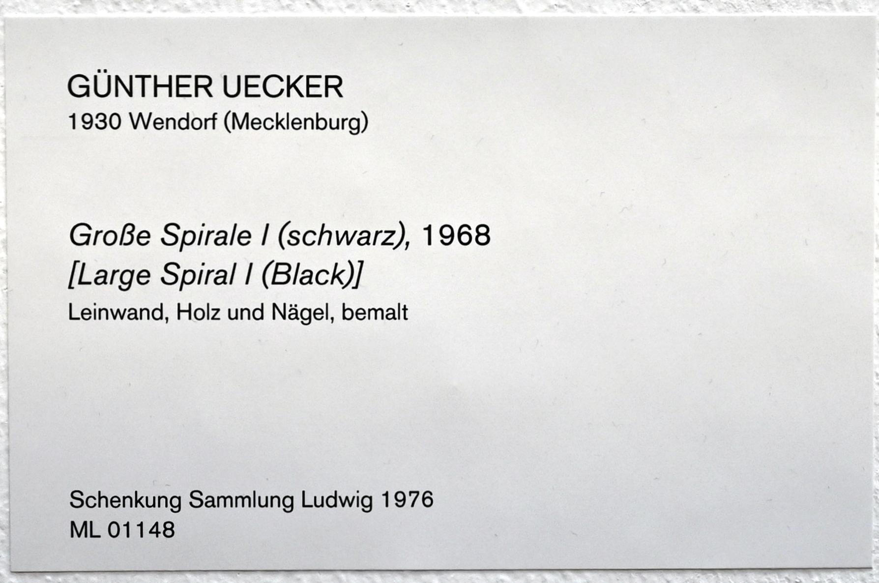 Günther Uecker (1960–2008), Große Spirale I (schwarz), Köln, Museum Ludwig, 01.18, 1968, Bild 2/2