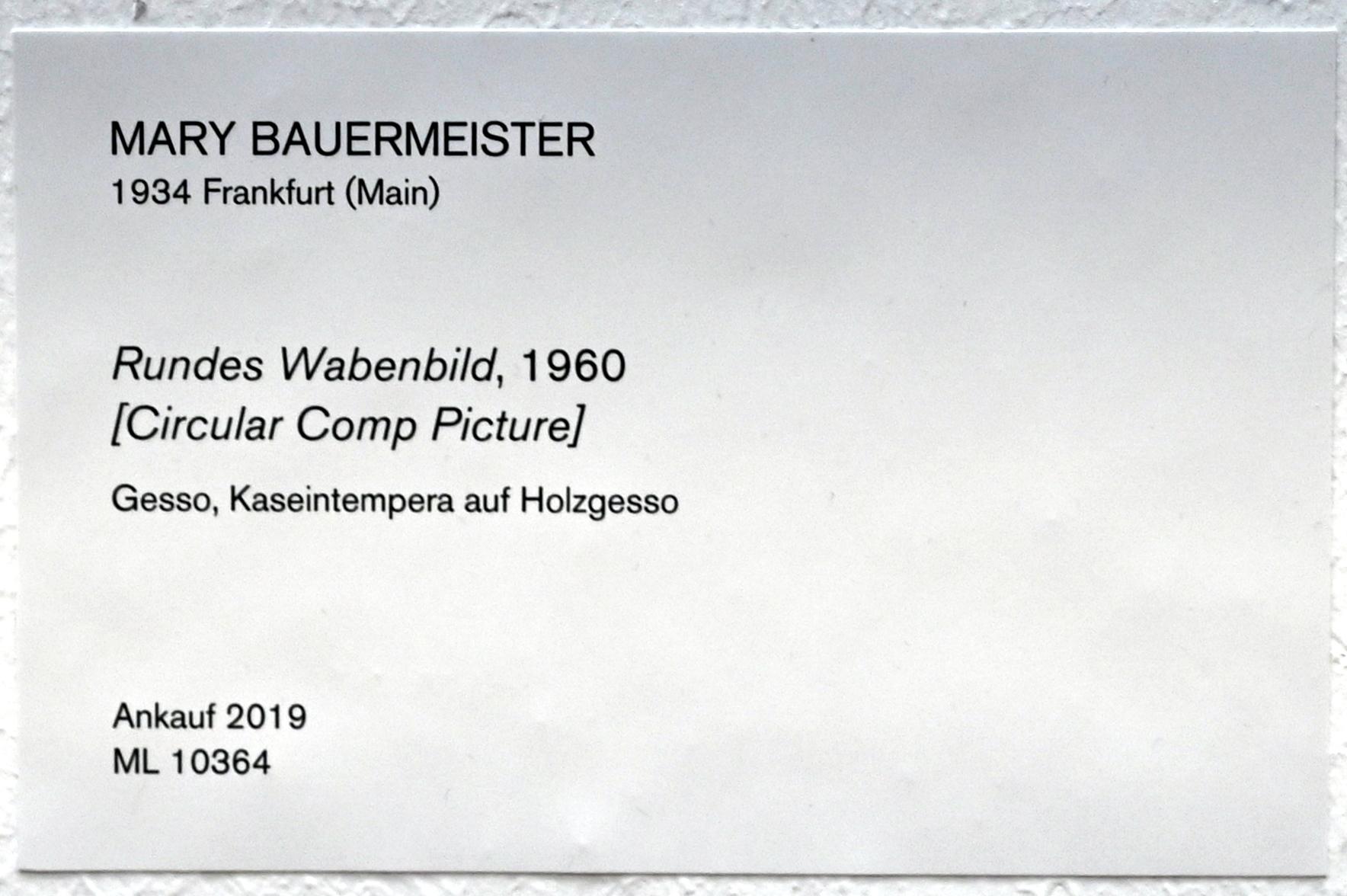 Mary Bauermeister (1960), Rundes Wabenbild, Köln, Museum Ludwig, 01.18, 1960, Bild 2/2