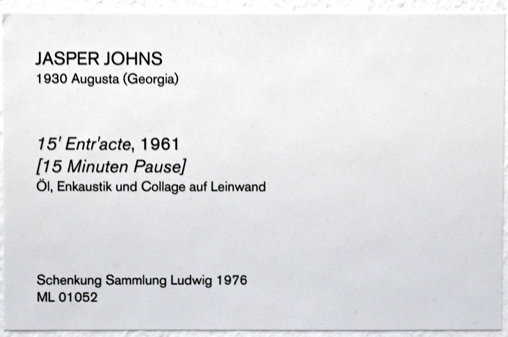 Jasper Johns (1954–1969), 15 Minuten Pause, Köln, Museum Ludwig, 01.18, 1961, Bild 2/2