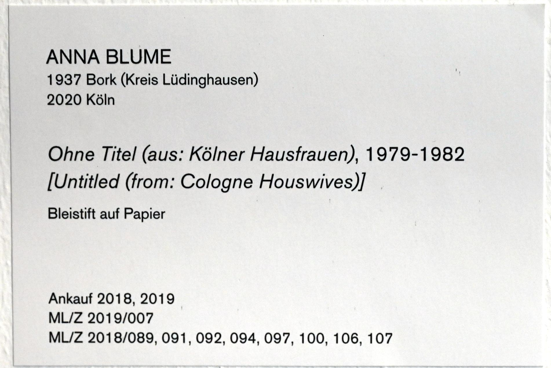 Anna Blume (1980), Ohne Titel (aus: Kölner Hausfrauen), Köln, Museum Ludwig, 01.15, 1979–1982, Bild 10/10