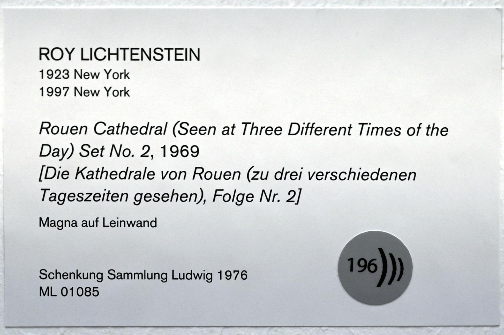 Roy Lichtenstein (1962–1994), Die Kathedrale von Rouen (zu drei verschiedenen Tageszeiten gesehen), Folge Nr. 2, Köln, Museum Ludwig, 01.13, 1969, Bild 2/2
