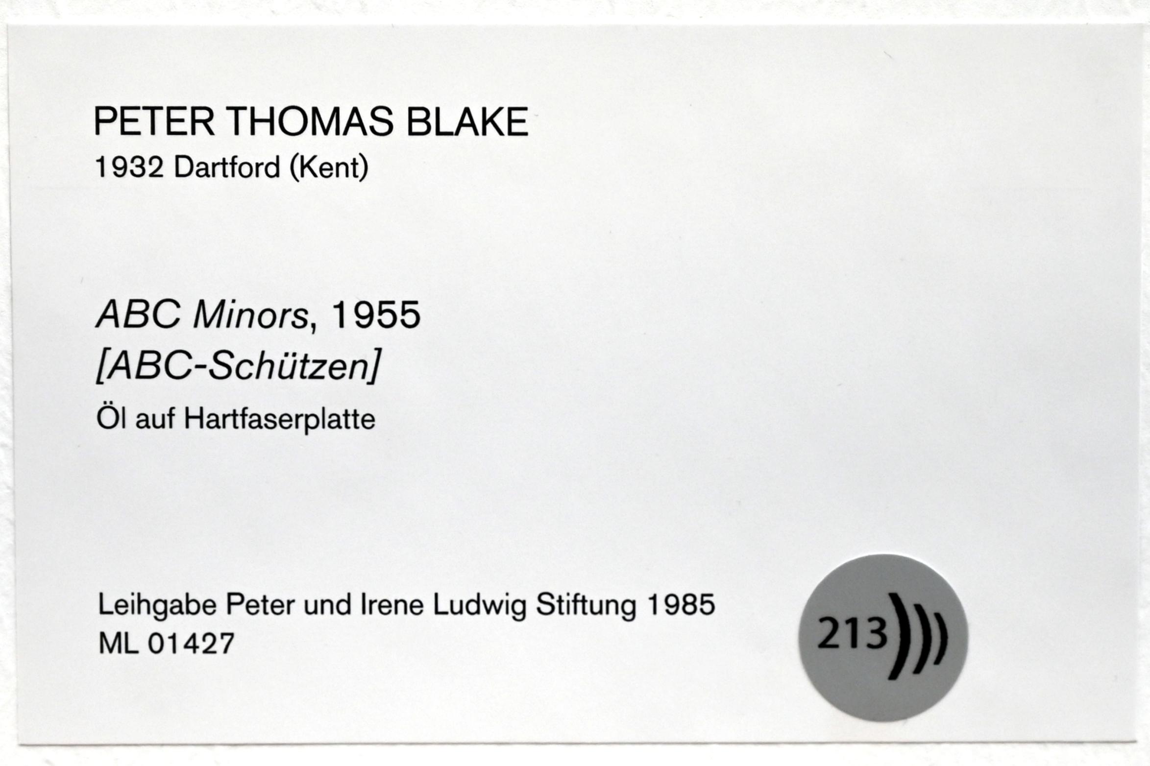 Peter Blake (1955–1963), ABC-Schützen, Köln, Museum Ludwig, 01.09, 1955, Bild 2/2