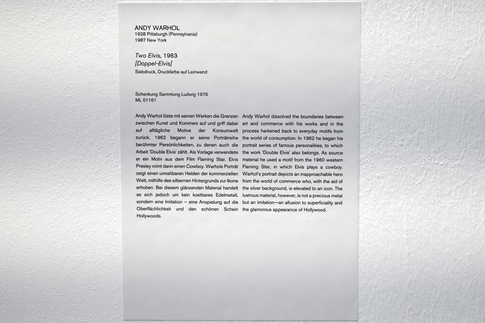 Andy Warhol (1956–1986), Doppel-Elvis, Köln, Museum Ludwig, 01.08, 1963, Bild 2/2