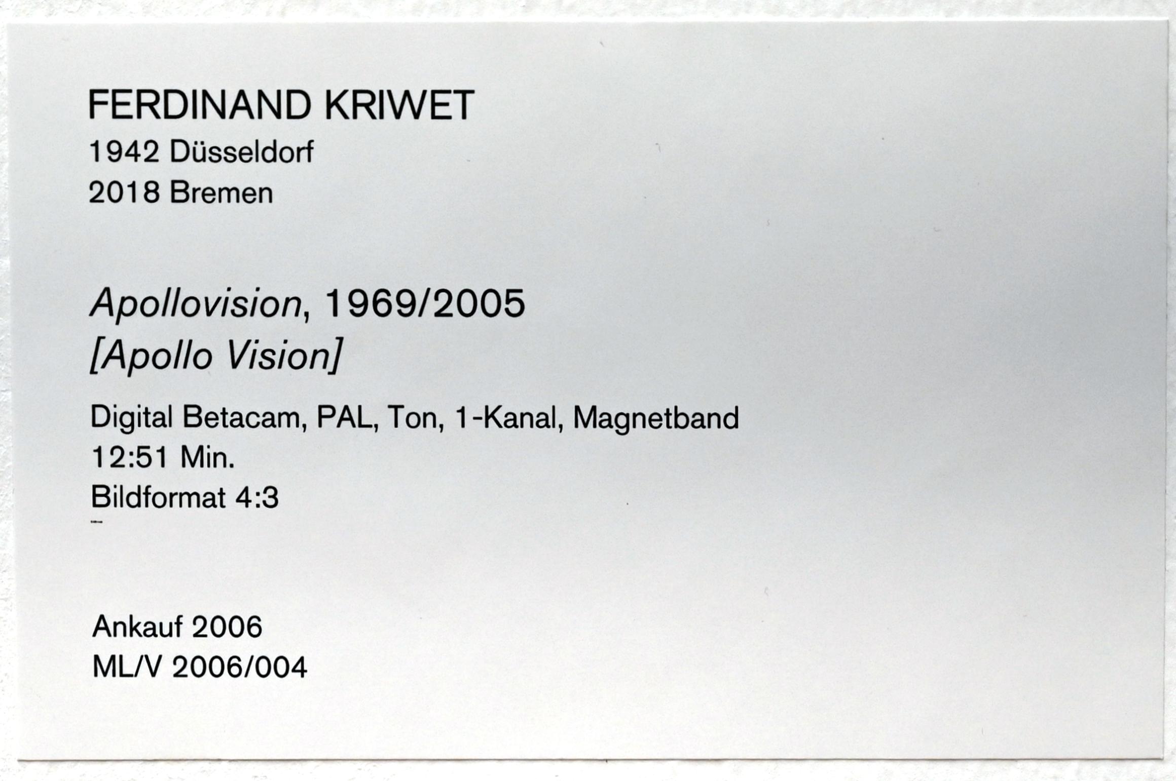 Ferdinand Kriwet (1969), Apollovision, Köln, Museum Ludwig, 01.02, 1969, Bild 5/5