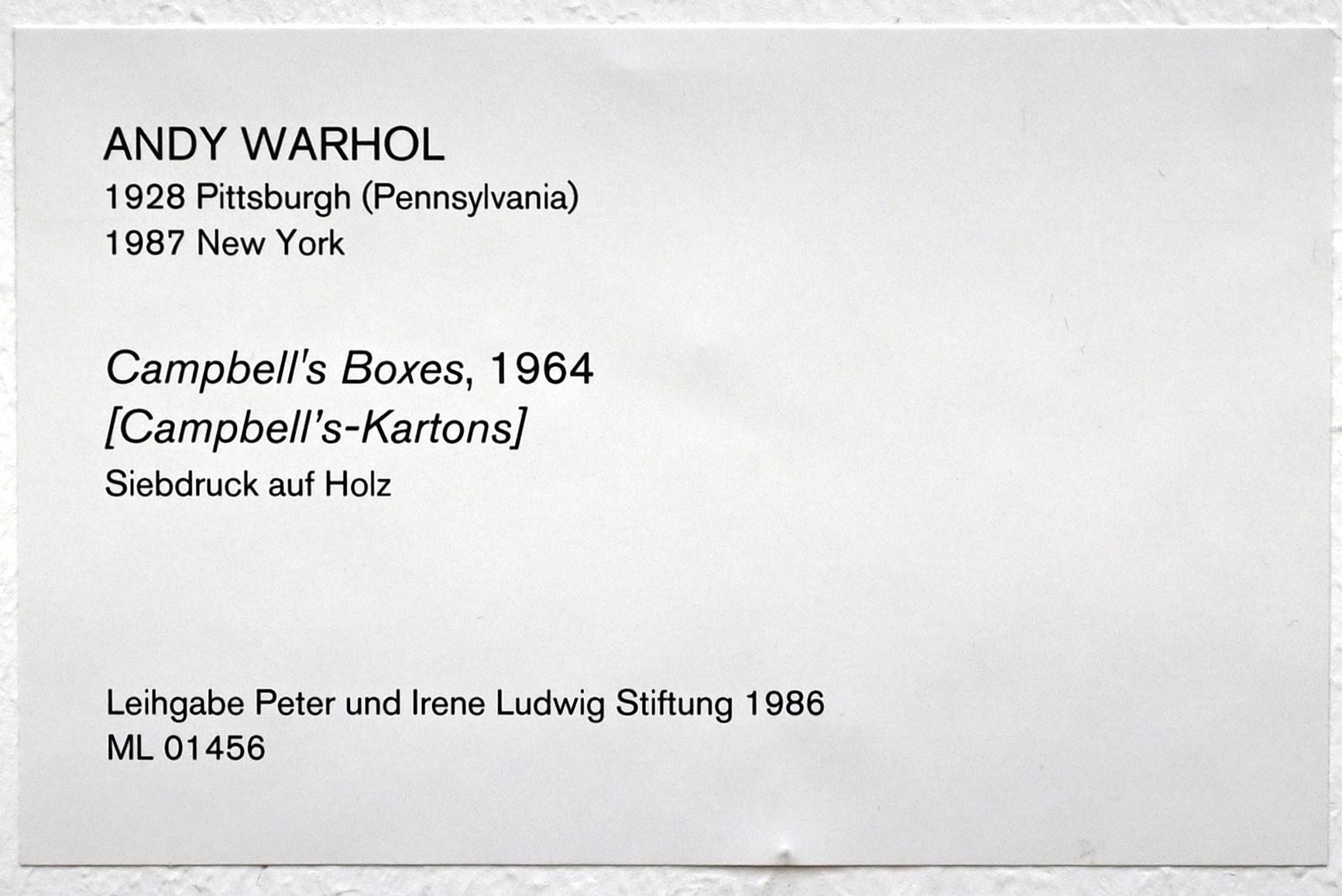 Andy Warhol (1956–1986), Campbell's-Kartons, Köln, Museum Ludwig, 01.02, 1964, Bild 2/2