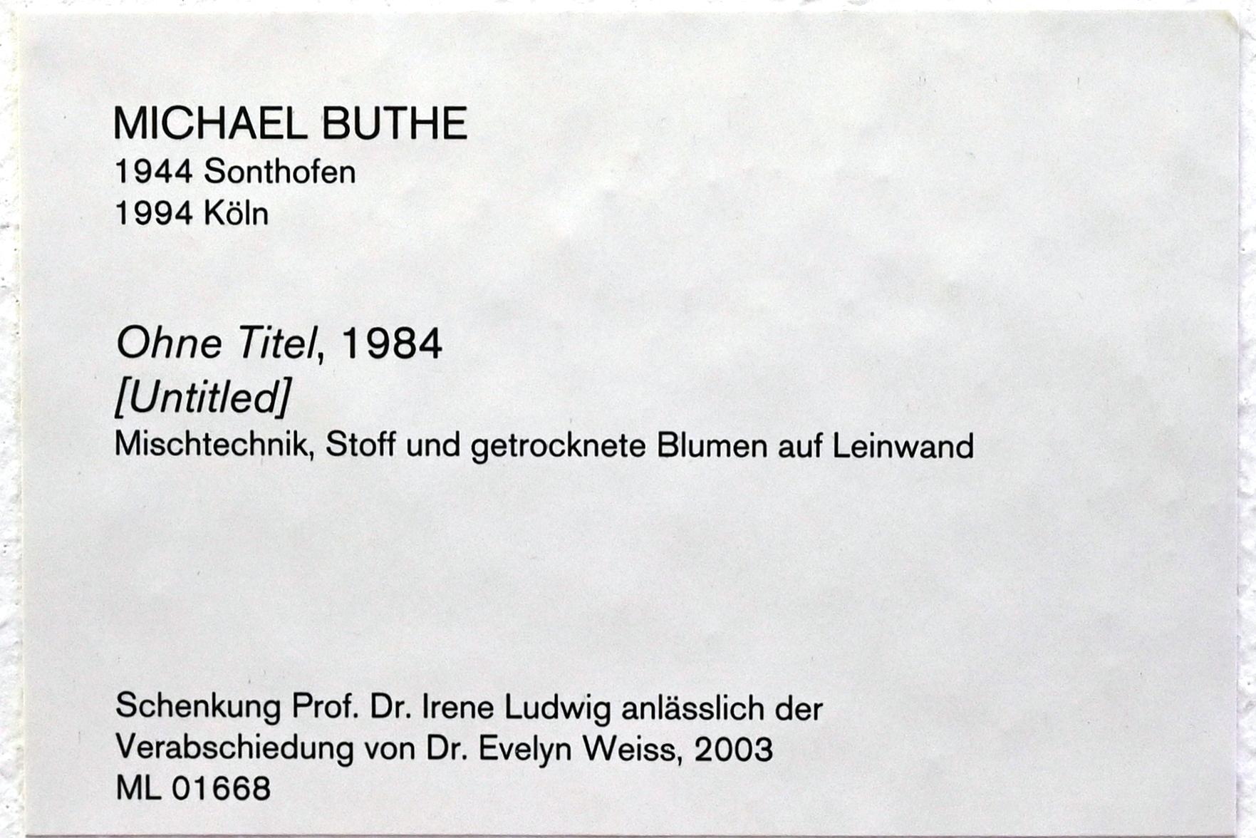 Michael Buthe (1969–1992), Ohne Titel, Köln, Museum Ludwig, E0.35, 1984, Bild 2/2